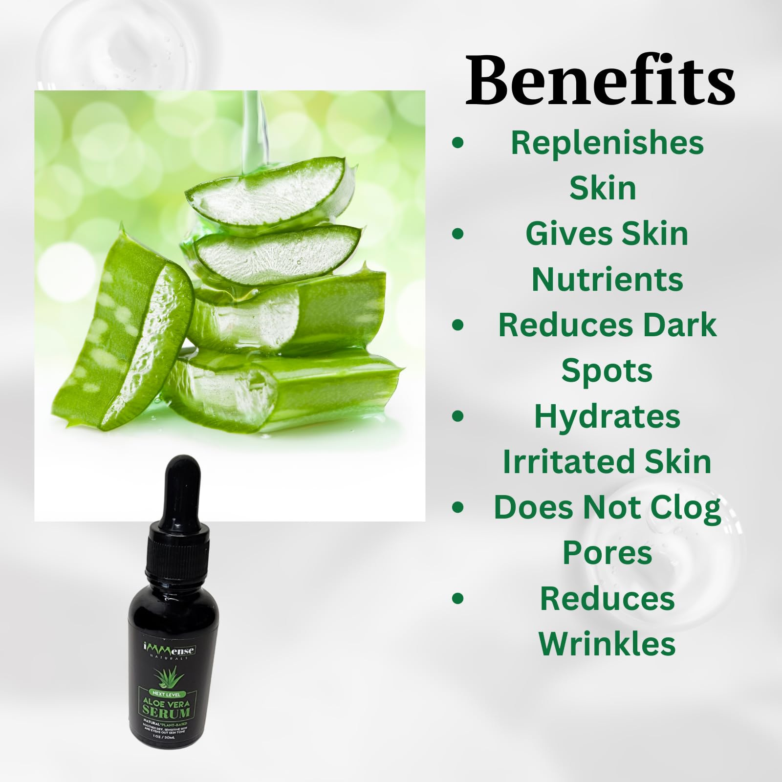 Amazon.com: iMMense Naturals Aloe Vera Serum with Vitamin C for Wrinkles &  Fine Lines, Use To Brighten Skin-Correct Dark Circles, Hydrate and Even  Skintone. Use for a Natural Makeup Primer : Beauty
