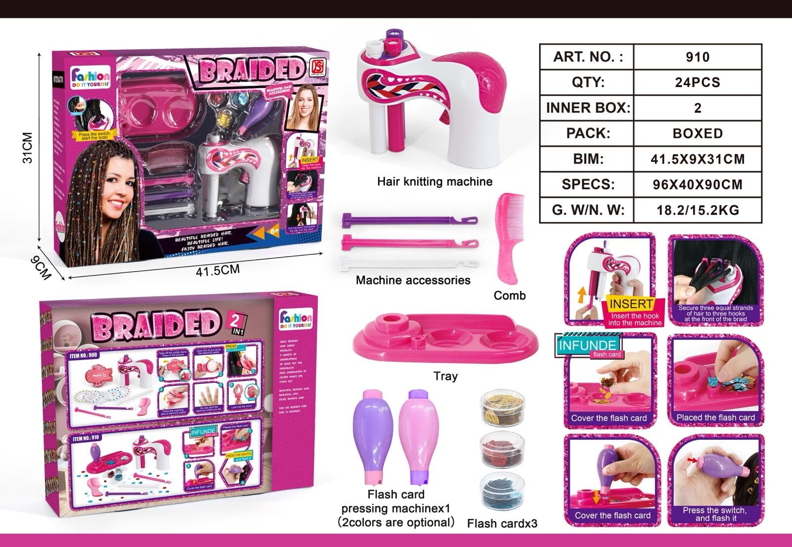 910 Hair Styling Styler Tools Hairdressing Decoration, Automatic Braiding Machine, Three-Twist Braid DIY, Fast Twist Hair Braiding Kit - Image 2