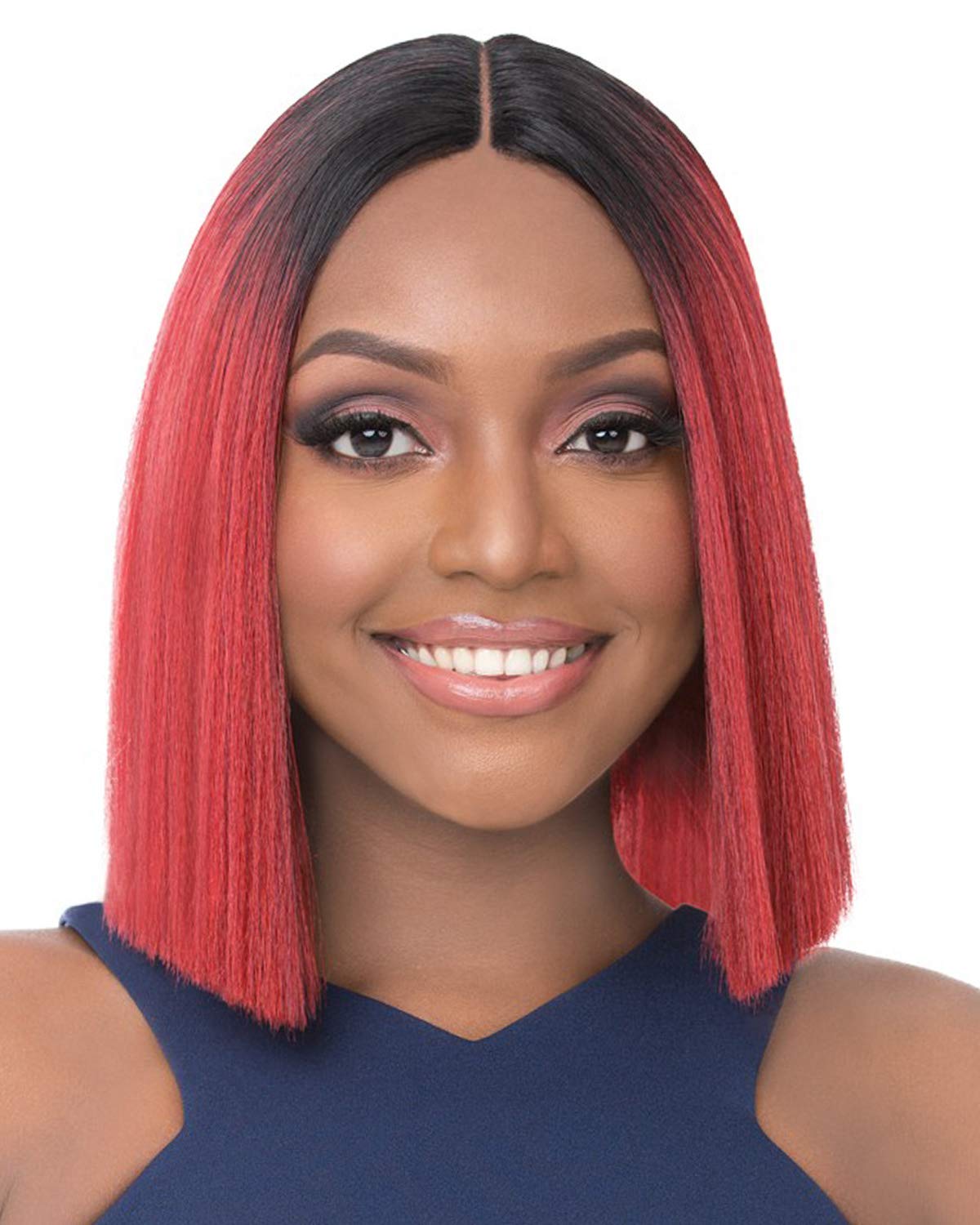 it's a Wig! - Blunt Bob with 4" Center Lace Front Part with Heat Resistant Synthetic Wig - LACE KAILEE (1 - Jet Black)
