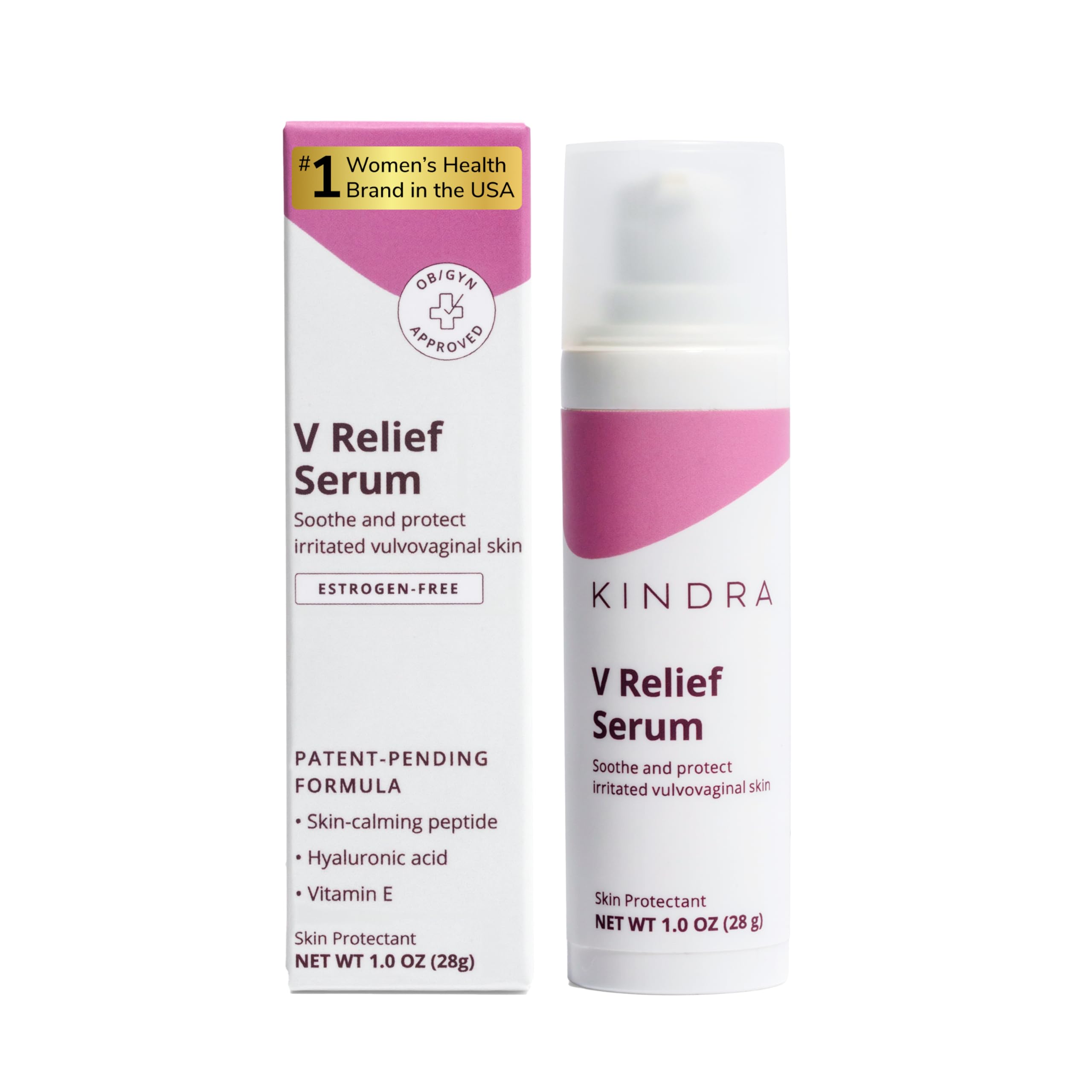 Kindra V Relief Serum - Perimenopause & Menopause Support Moisturizer for Intimate Discomfort - Vegan Feminine Moisturizer for Intimate Skin Care Specially Formulated for Sensitive Skin - (1oz)