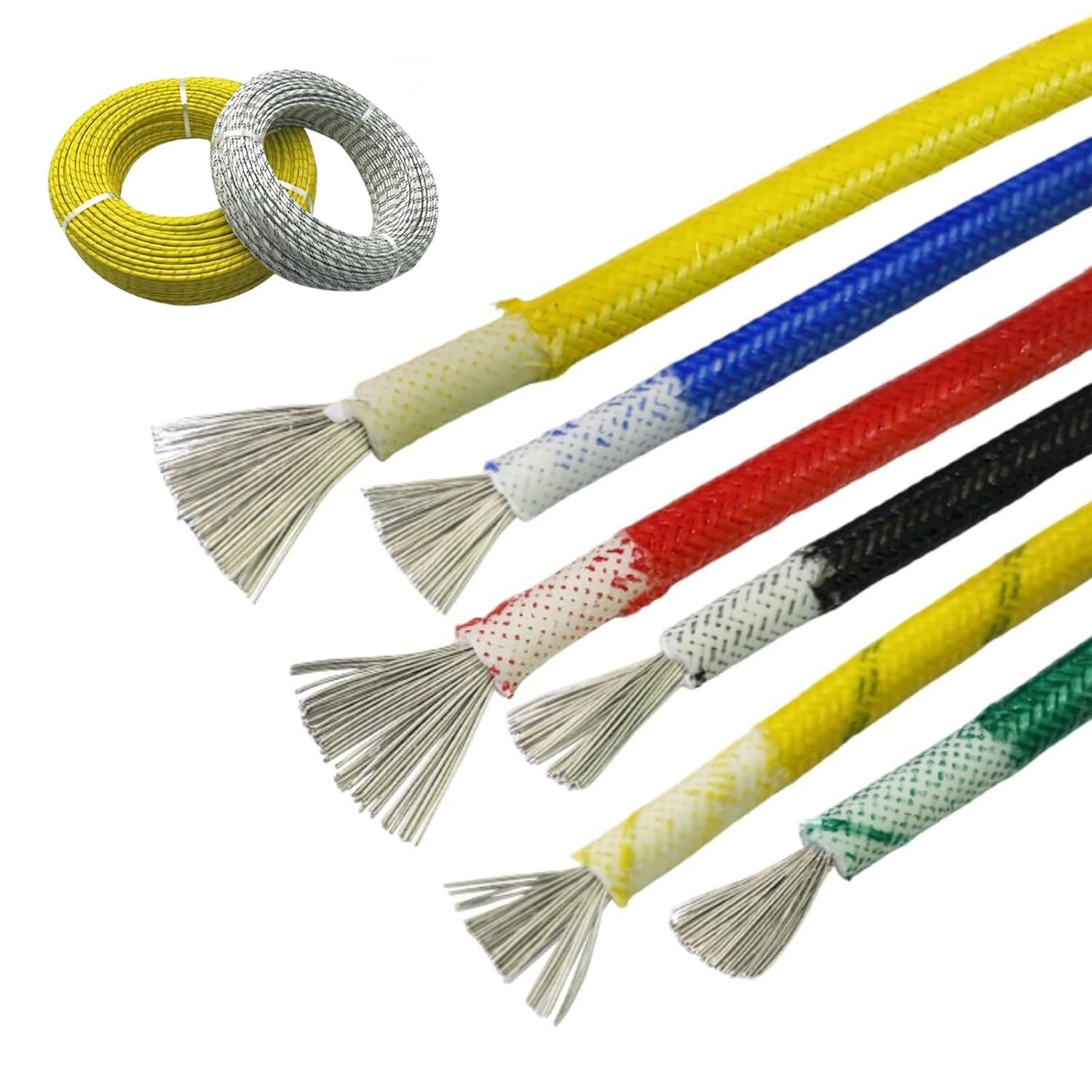 3–22 AWG High Temperature Silicone Fiberglass Braided Wire 98 FT, -76°F to 572°F Heat Resistant Tinned Copper Flexible Cable for Ovens, Furnaces, Industrial Heating Equipment & Machinery(Green,6A)