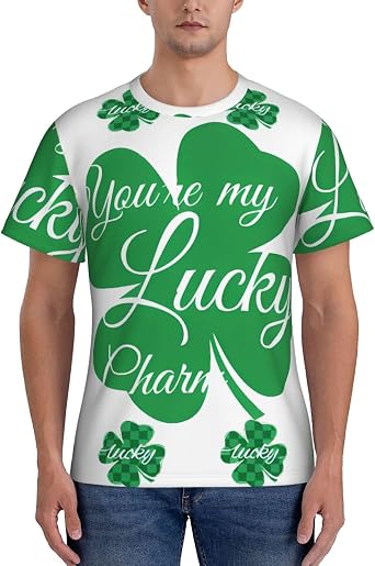 Lucky Grass for Mens t-Shirts,Athletic Running Gym Workout Short Sleeve
