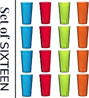 Vista 8 de Café. 16 piezas, resistente a la rotura, 20 oz. Vasos para bebidas con calidad de restaurante, Multicolor