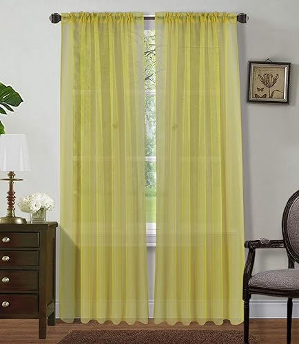 Bedding Haus Juego de 2 cortinas de gasa transparente de doble panel (en un juego de par), tratamiento de decoración de ventana del hogar para sala