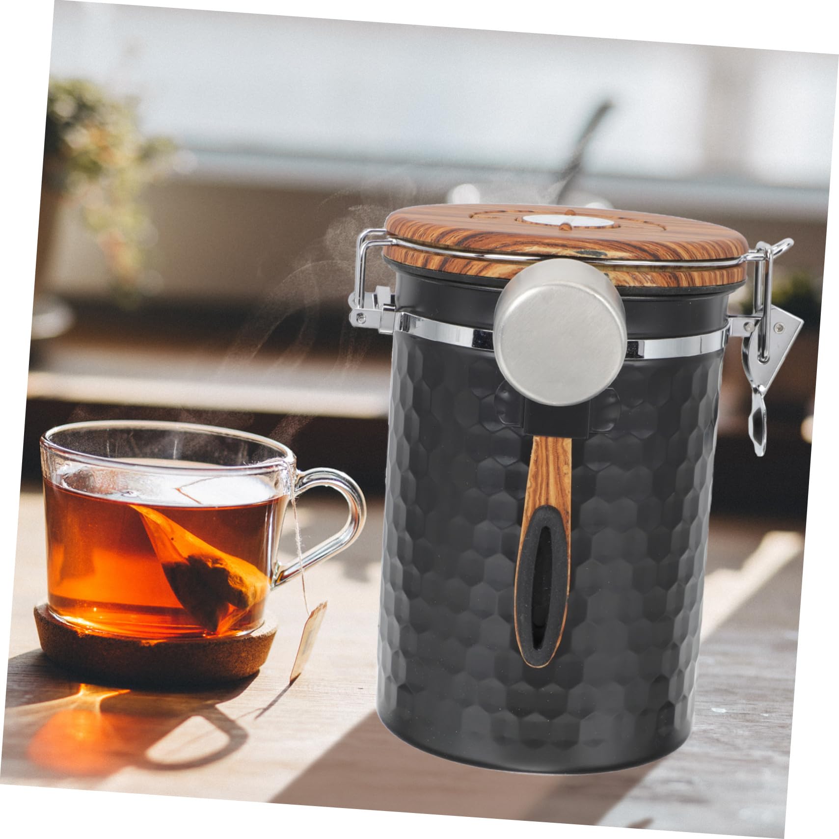 PRETYZOOM Frasco Sellado de Granos de Café Acero Inoxidable Contenedor para Alimentos Secos Bote Hermético para Almacenamiento de Cocina Tapa para Café o Snacks