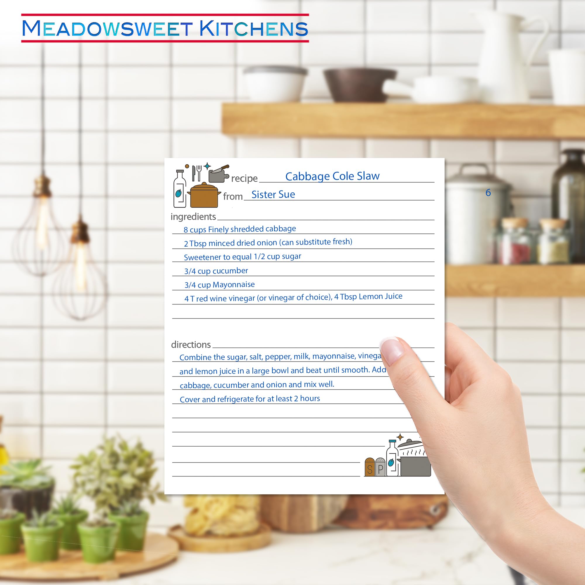 Meadowsweet Kitchens 25 Blank Folding Recipe Cards - Perfect Size 3 x 5 Inch for a Recipe Card Box - Image 3