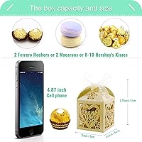 Vista 3 de COTOPHER Cajas cortadas con láser, 60 cajas de regalo de agradecimiento, cajas de regalo de boda, cajas de dulces de encaje para bodas, despedidas