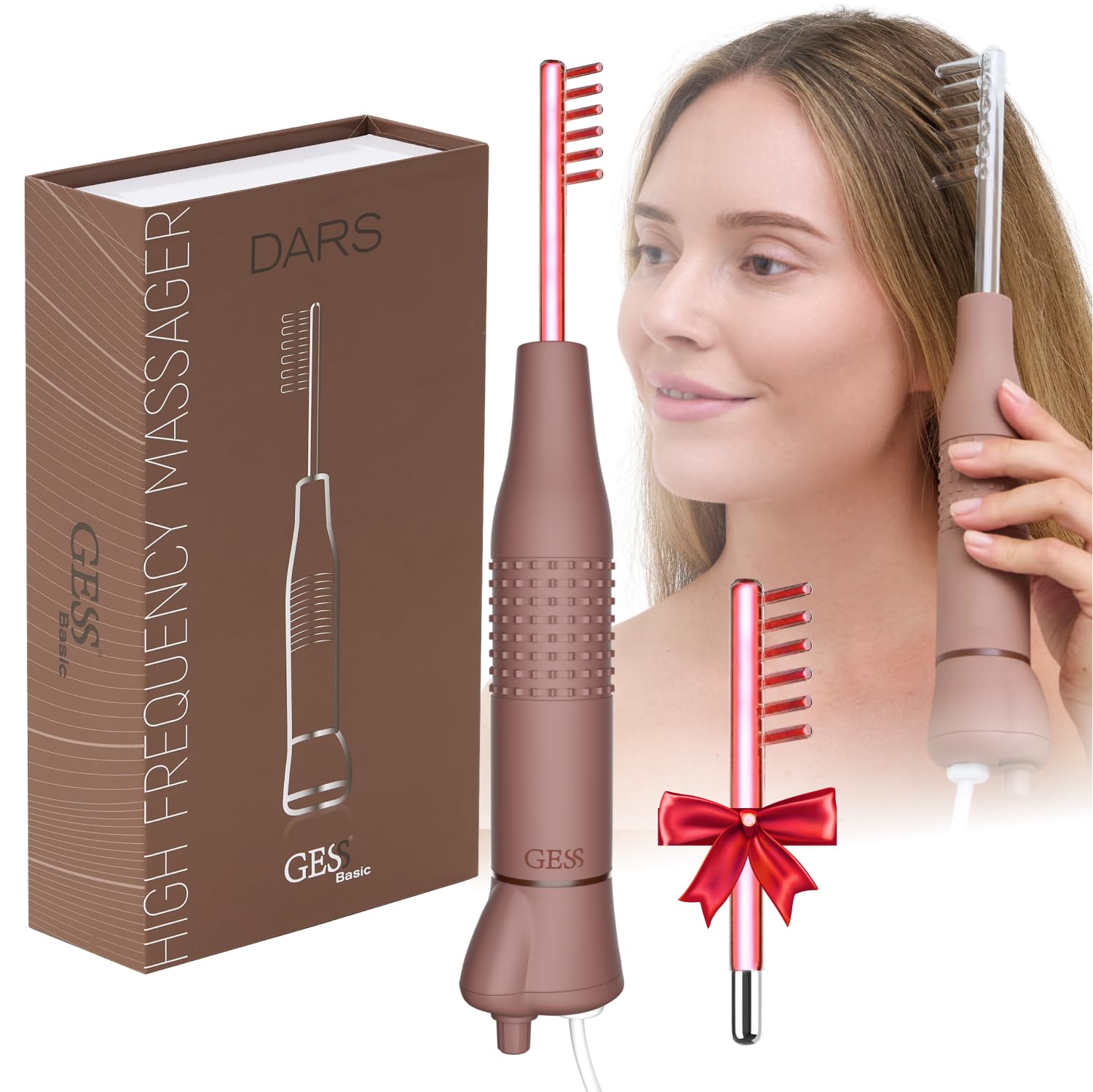 Gess Dars Massaggiatore Ad Alta Frequenza Per La Crescita Dei Capelli, Dispositivo Di Terapia Ad Alta Frequenza Fluo, Intensità Regolabile, Anti-Perdita Di Capelli E Ringiovanimento Del Cuoio-image