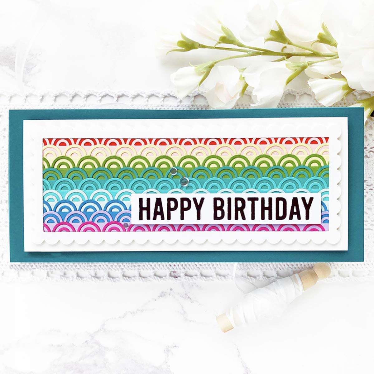 2 fustelle con bordo smerlato per fai da te scrapbooking cerchio di
