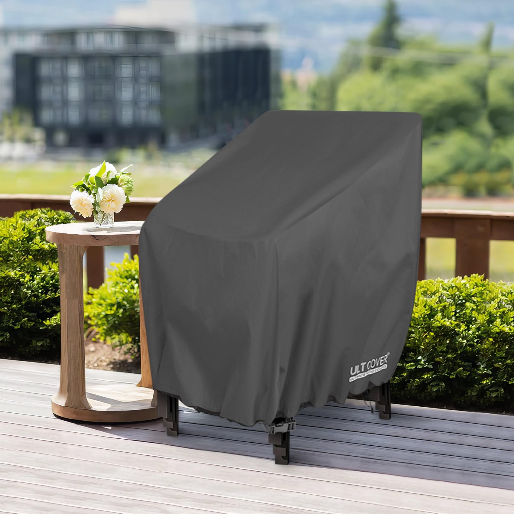 ULTCOVER Housse de Chaise de Patio empilable – Housse imperméable pour chaises d'extérieur jusqu'à 66 x 86 x 114 cm (l x P x H), Noir