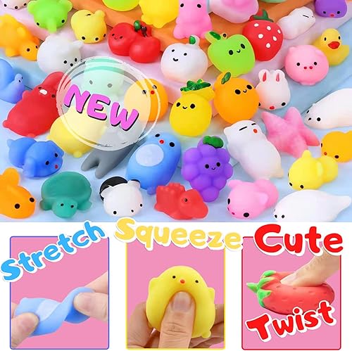 Miniatura 4 de 100 juguetes esponjosos Mochi, rellenos de cesta de Pascua, mini recuerdos de fiesta para niños, juguetes sensoriales a granel, juguetes de caja del