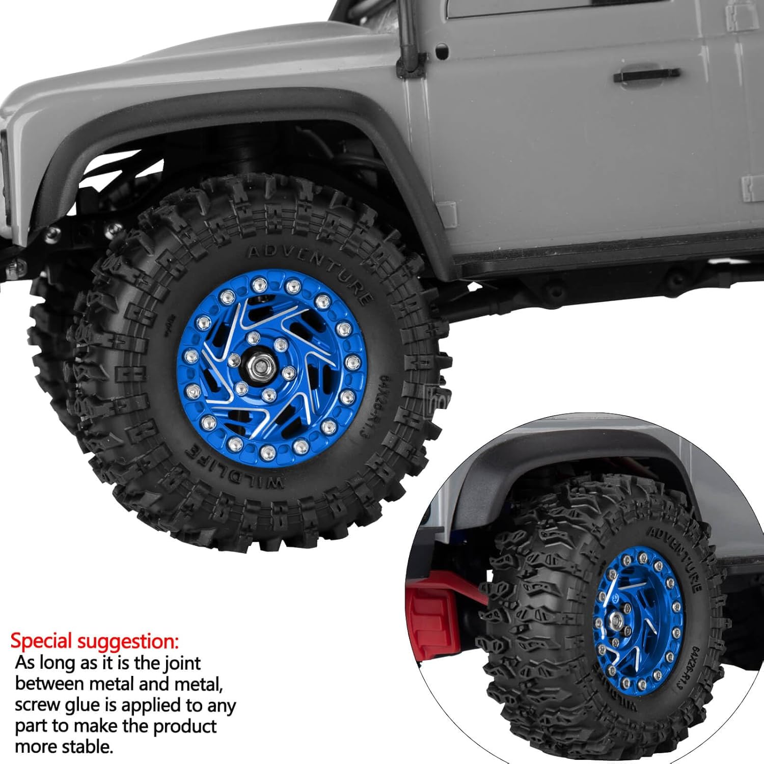 1.3 Dually Beadlock RC Wheel RC Tires for 1/24 1/18 SCX24 FCX24 TRX4M Ascent-18 RC Crawler,Aluminum 1.3" Wheel Hub Rim RC Truck Tires 4pcs w/Adjustable Offset 4PCS Navy Blue