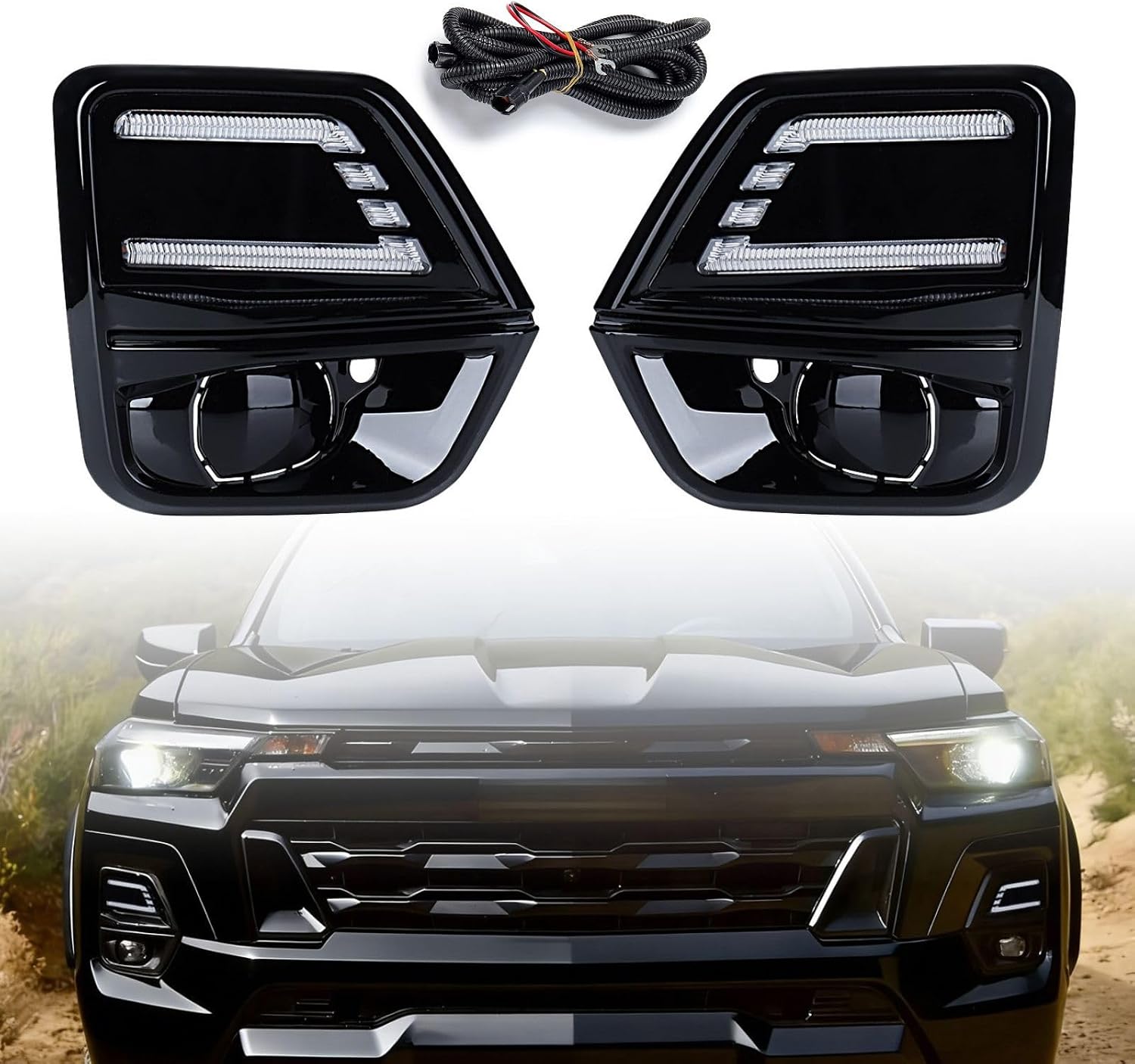 Astra Depot Left Right 32W 3528 SMD LED Sequential Flashing DRL & Turn Signal Light Set Replacement for 2023-2025 Chevy Colorado WT LT Trail Boss Z71 Truck | GM1038304, 84770637, GM1039304, 84770638