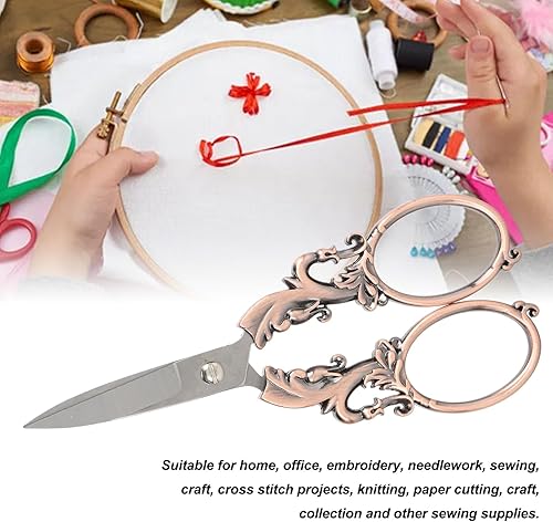 Miniatura 3 de Tijeras de costura con patrón de flores, tijeras vintage de acero inoxidable, tijeras de sastre para bordar, tijeras europeas para manualidades,