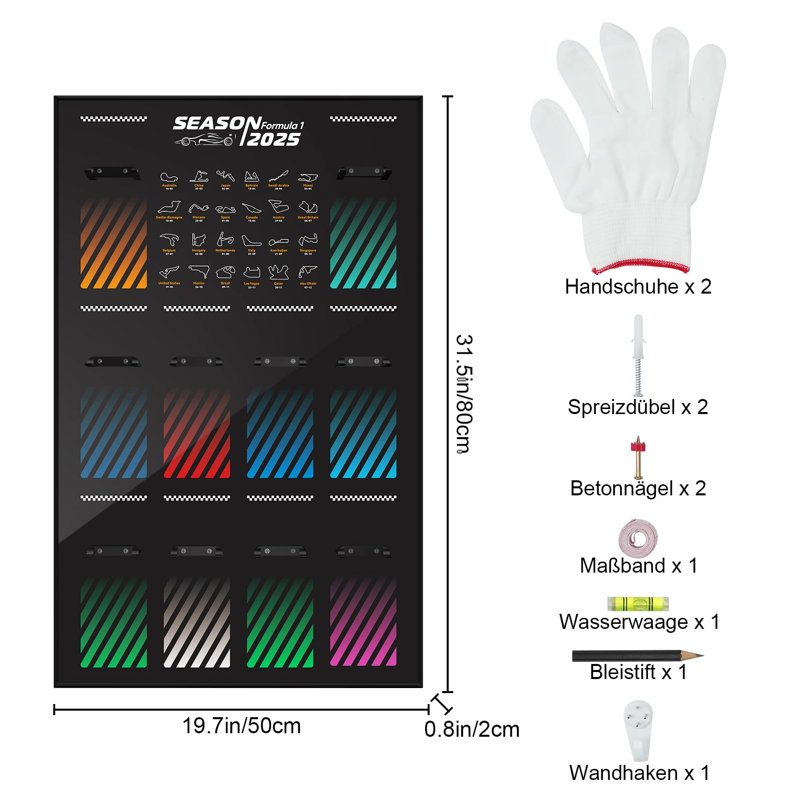 Display Wallboard für lego Speed Champions Ultimate Formula 1 Collector's Pack(Autos Nicht enthalten) Wandhalterung für lego 66802 Collectible F1 Model Car Kit, platzsparende, kreative Heimdekoration