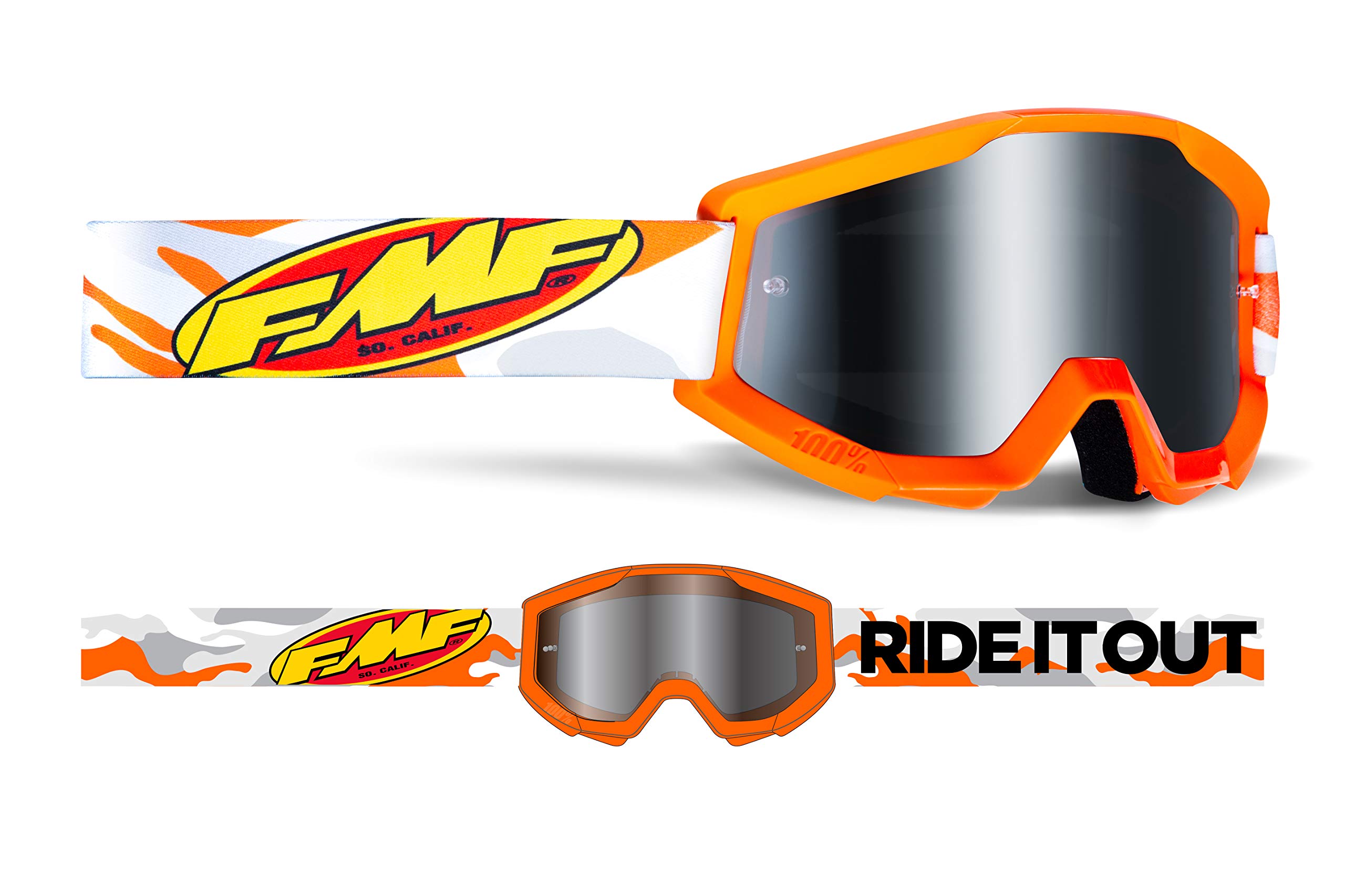 100% FMF POWERCORE YOUTH Goggle Assault Grey - Mirror Silver Lens