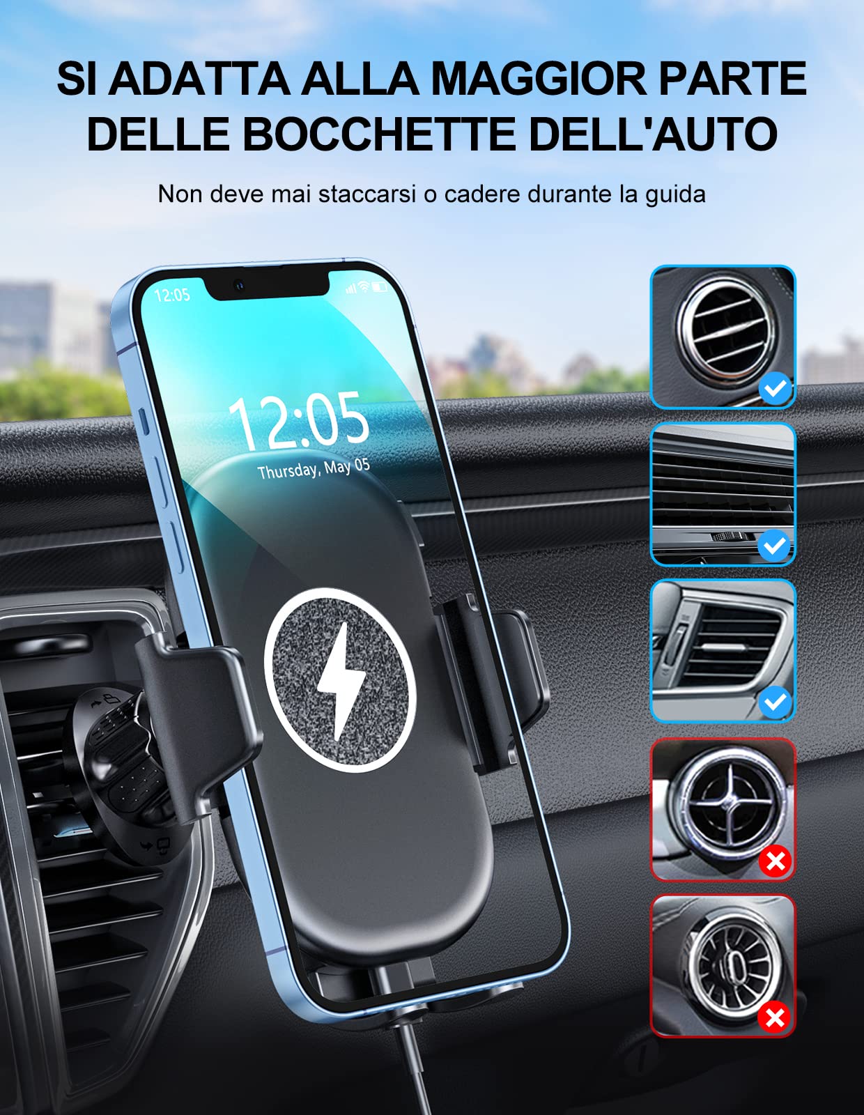 Supporto Auto MagSafe Mohard - Caricatore Wireless 15W Con Ventosa Per Cruscotto O Aria - Foto 9