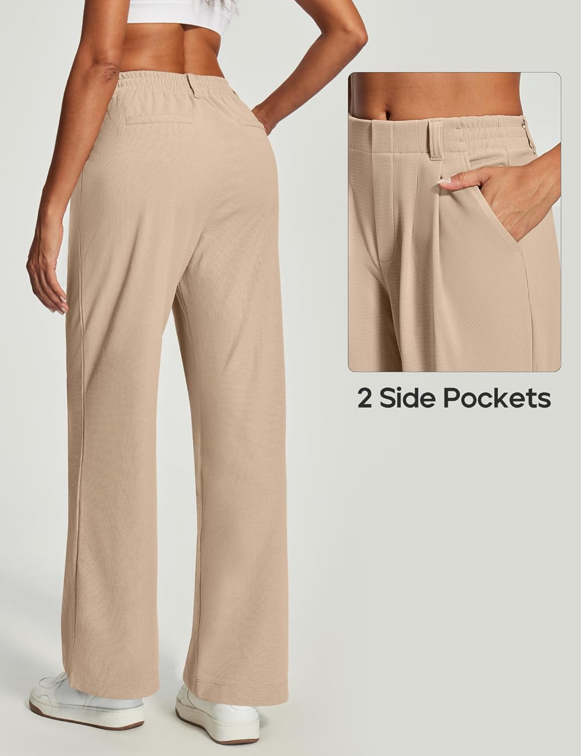 Heathyoga Wide Leg Stretchy Work Pants Women Pull on Dress Pants High Waisted Business Casual Trousers Slacks for Women - Image 3