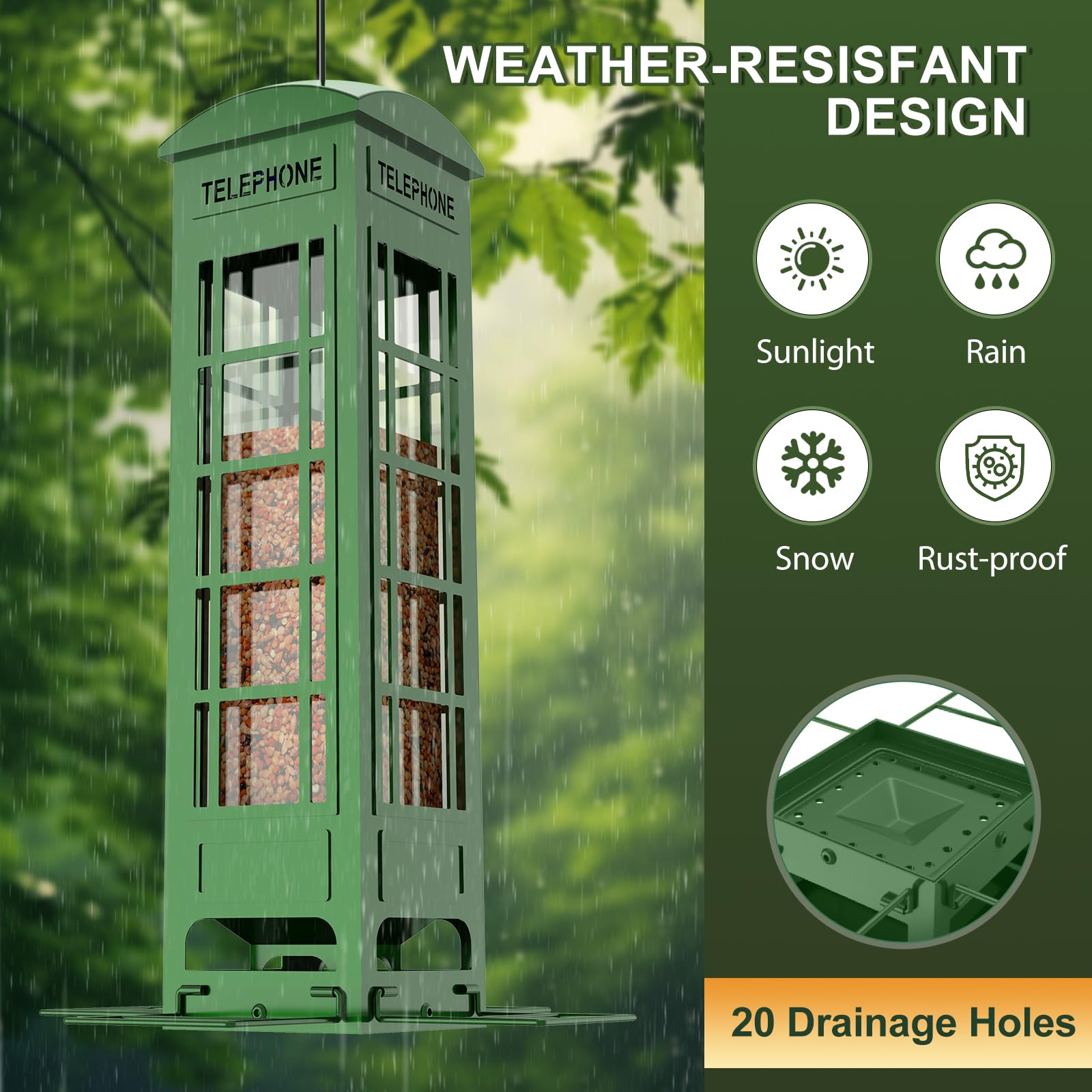 Eichhörnchensichere Vogelfutterstation mit gewichtsaktivierten Sitzstangen, Metall-Balkon-Vogelfutterspender zum Aufhängen im Freien, Netzfutter für Wildvögel, Samenfutterstation für draußen, Kardinal