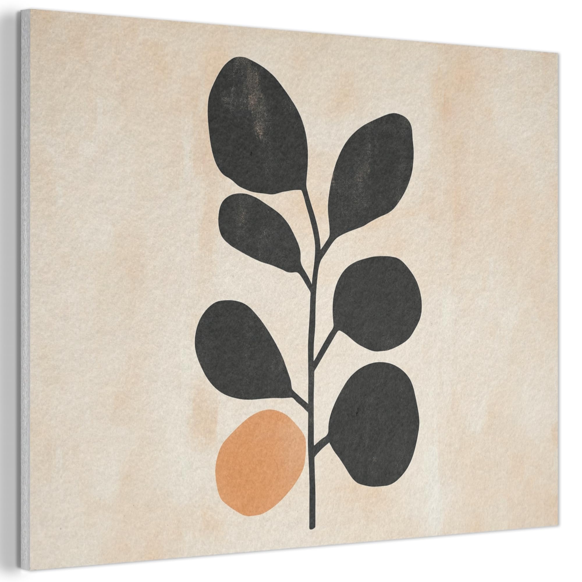 MuchoWow© Felt Panel 80x60 cm Room Style Piece Wallfillers Visual Display Decoration Wall Art Leaves - Orange - Black
