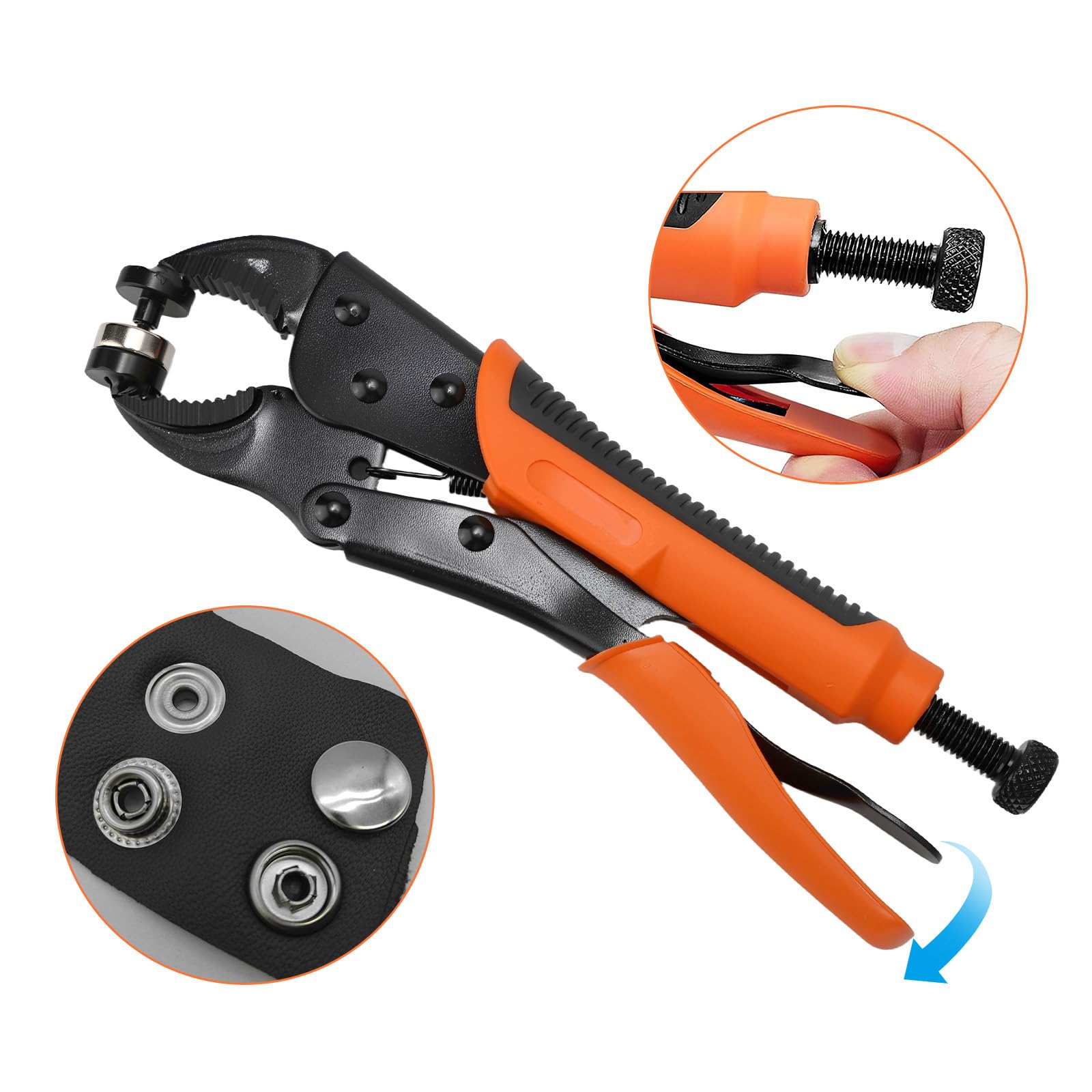 Set di bottoni automatici da 15 mm con pinza, 100 bottoni automatici in acciaio inox, pinze regolabili resistenti per jeans, pelle, teloni, tende, barche, tende da sole