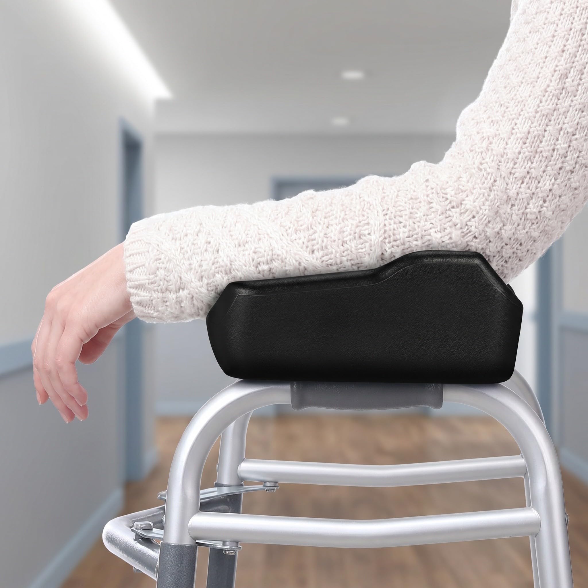 YARNOW Cuscinetti Bracciolo per Rollator e Deambulatore Verticale, Nero Pu