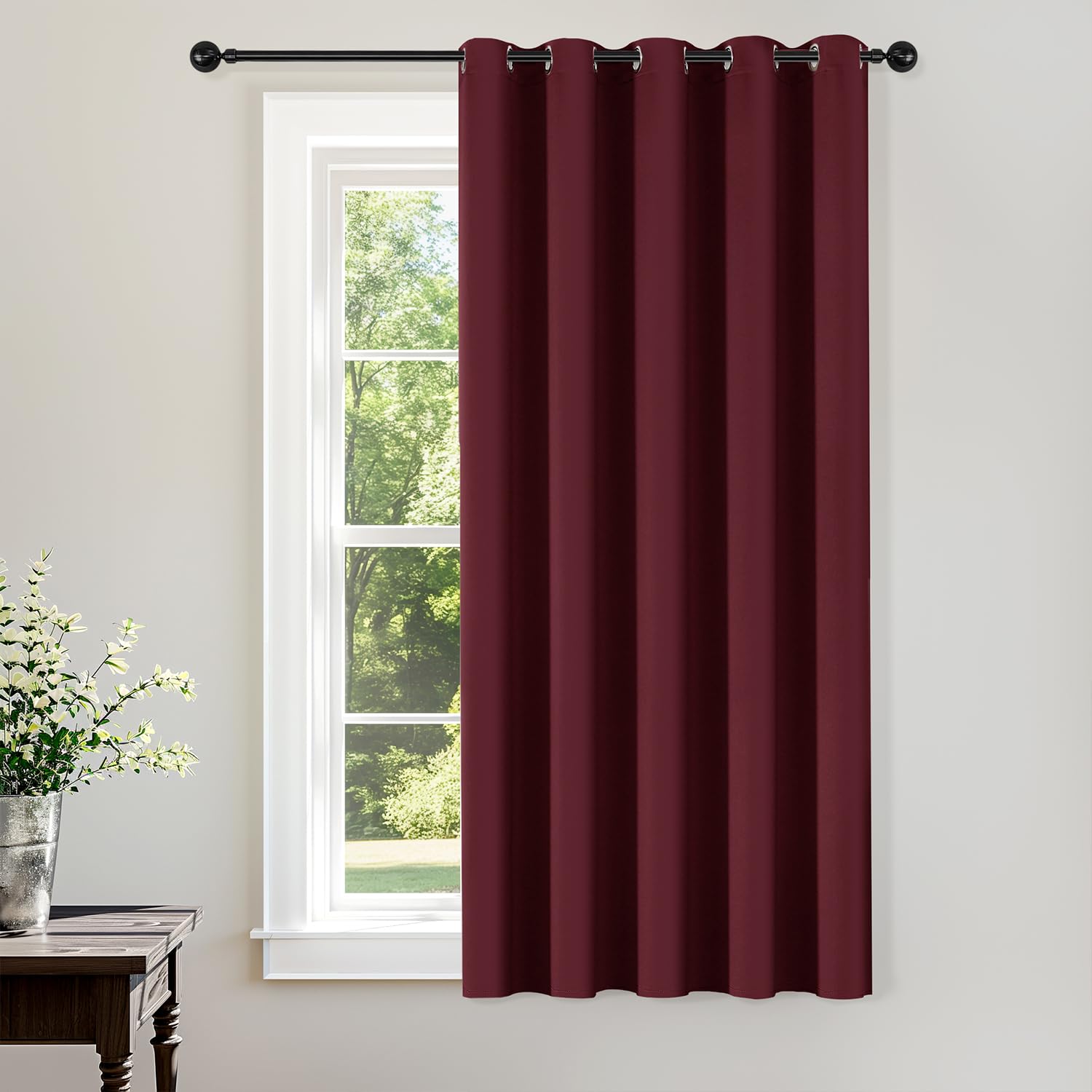 ChrisDowa Burgundyout Curtains 70 inches Wide for Bedroom - Extra Wide Grommet Thermal Insulated Room Darkening Curtains for Living Room (1 Panel,