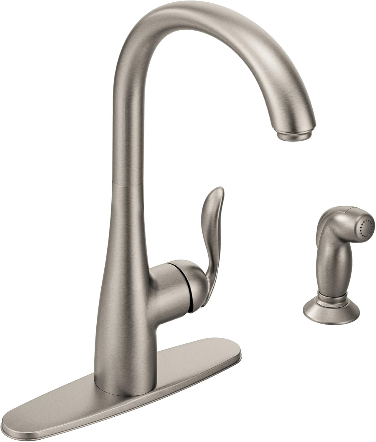 Bеѕt Dеаl Prоduсt Moen 7790SRS Arbor One Handle High Arc Kitchen Faucet with Side Spray, 0.375, Spot Resist Stainless