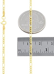 Nuragold 10k Real Yellow Gold Figaro Link 2mm Chain Necklace (16