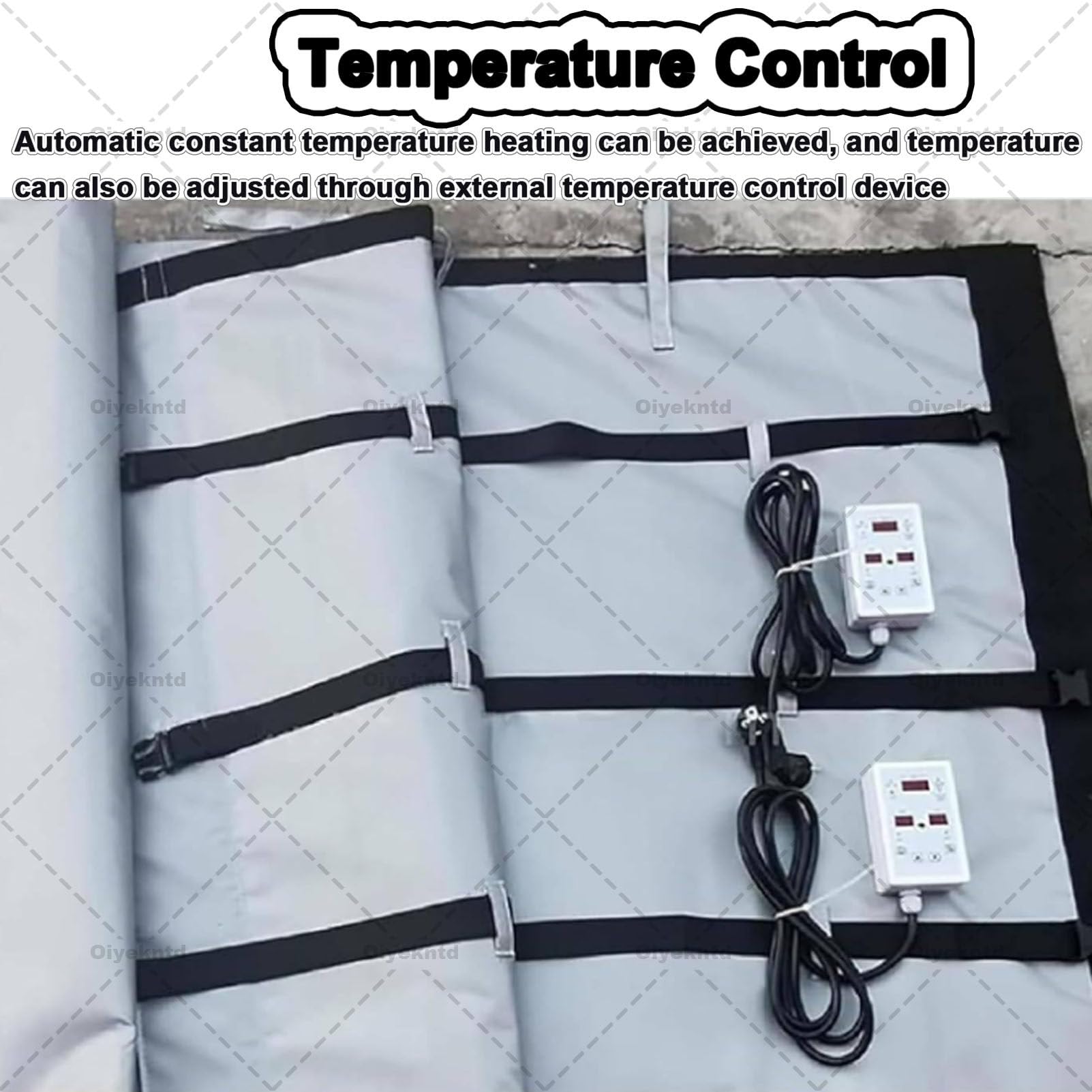 Manta calefactora para contenedores IBC, manta calefactora industrial para bidones, almohadilla térmica para invierno, calentador eléctrico impermeable para contenedores y bidones Grey-200L/55Gal