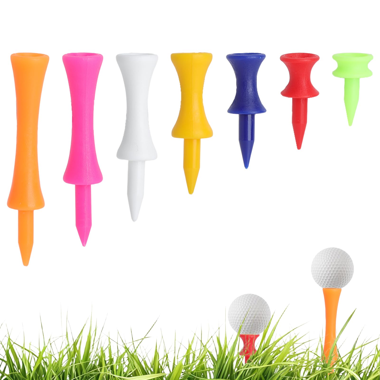 105 Pièces Tees de Golf Plastique, Tee Golf Résistant en PP, 7 Couleurs et Hauteurs, Tee de Golf Entraînement