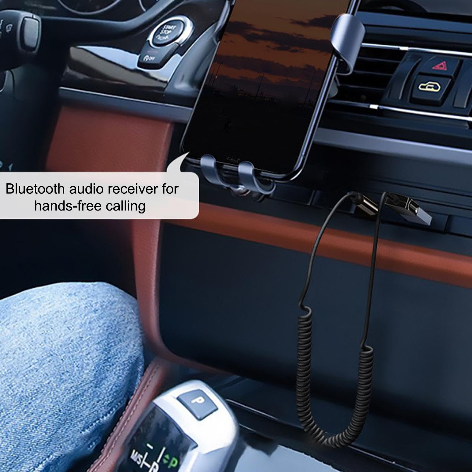 Wireless Aux Adapter - Built in Microphone Aux Car Adapter, Stereo Sound Aux Adapter | Car Wireless Audio Receiver, Sophisticated Design Wireless Adapter to 3.5mm Jack for Music and Hands Calling