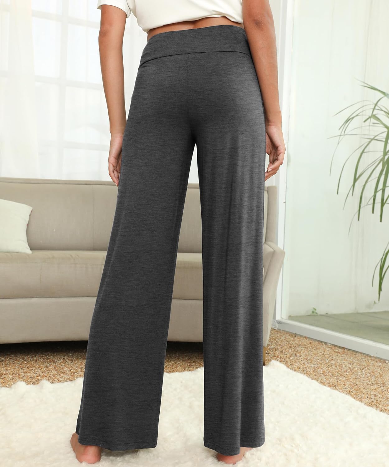 NACHILA Women's Pajama Bottoms-Viscose Made from Bamboo, Wide Leg Lounge Pants Cool Yoga Pants Soft Sweatpants - Image 2