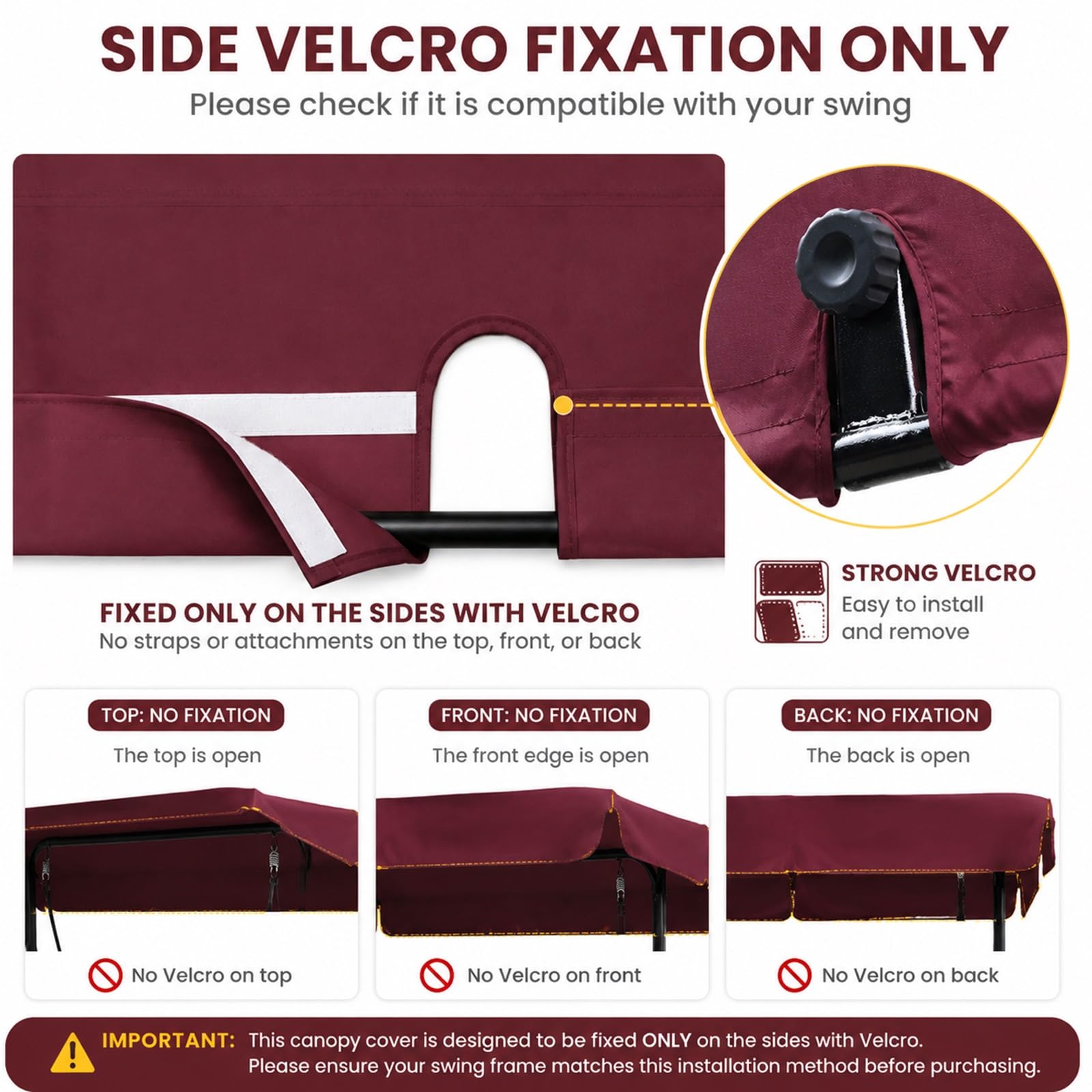 Tetto Di Ricambio Dondolo Impermeabile Copertura Per Esterno Giardino | Poliestere 600D 250g/m², resistente agli strappi, adatto giardino terrazzo prato(Red,77.95*46.46*8.27*6.30in)