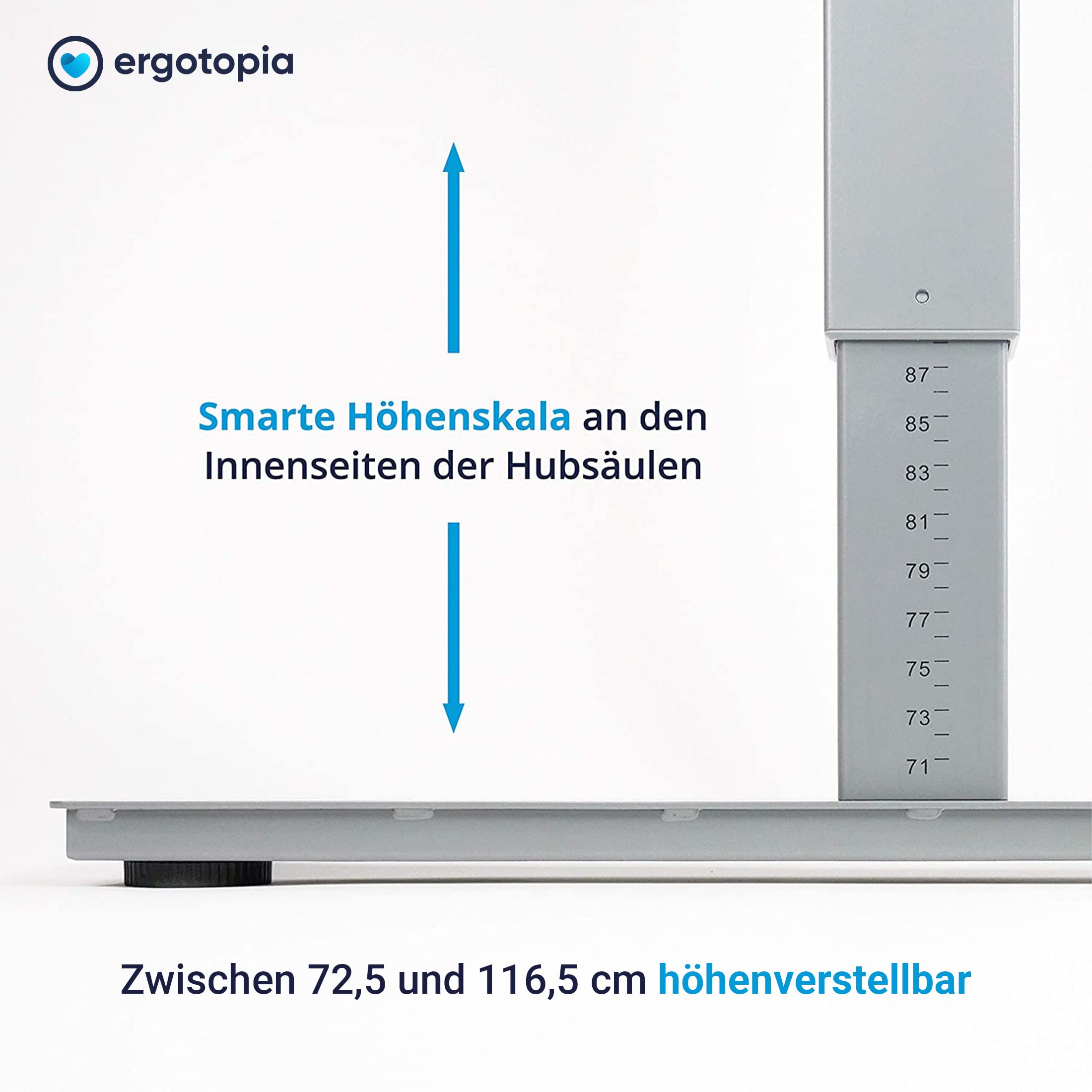 Ergotopia Desktopia Budget Höhenverstellbarer Schreibtisch | Per Kurbel verstellbares Tischgestell | Breite verstellbar für alle gängigen Tischplatten (Grau, Ohne Tischplatte)