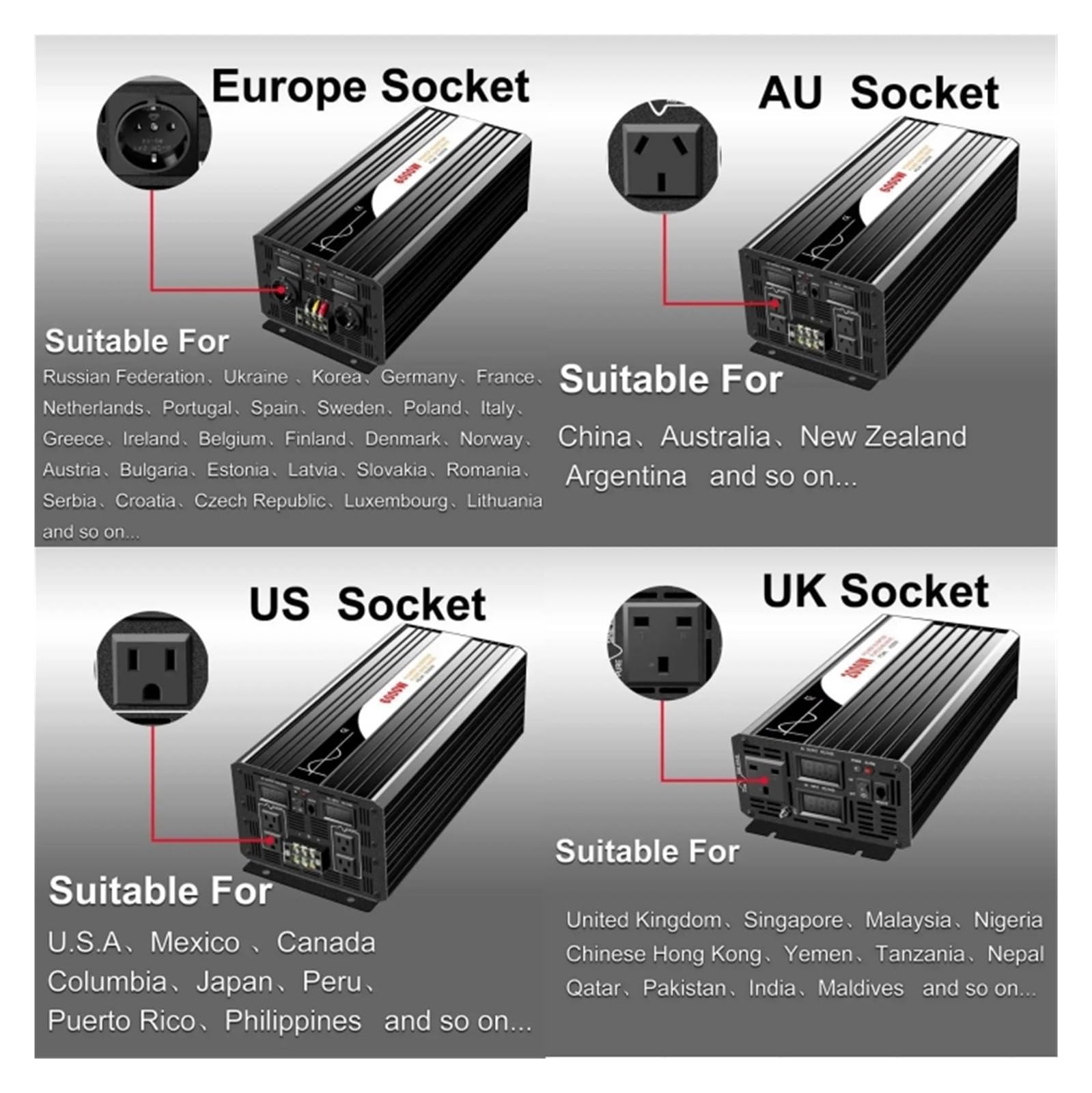 Inversor Onda Sinusoidal Pura 6000 W 12 V 110 V con Control Remoto Inversor Energía Solar CC 24 V 48 V A CA 220 V Pantalla Digital(48V,220-230v,AU)