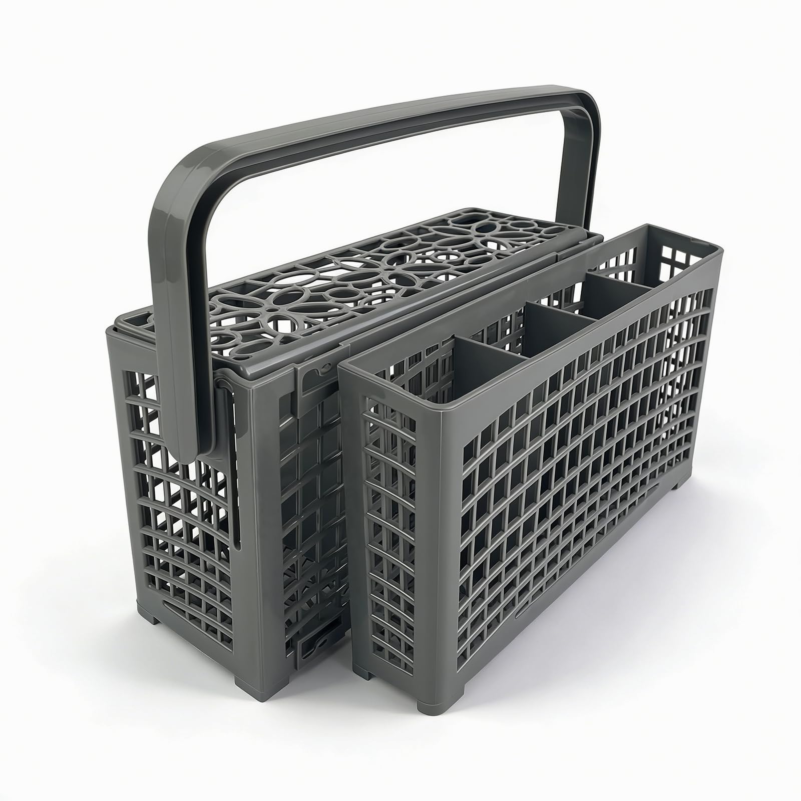 LUMITERRA Universal Besteckkorb für Spülmaschine, 2 in 1 Universal Besteckkorb, 23.5 *(8.2+4) * 13 cm, Stabile Steckverbindung, Teilbar, Stabiler Geschirrspüler Besteckkorb, Mit Klappbarem Griff