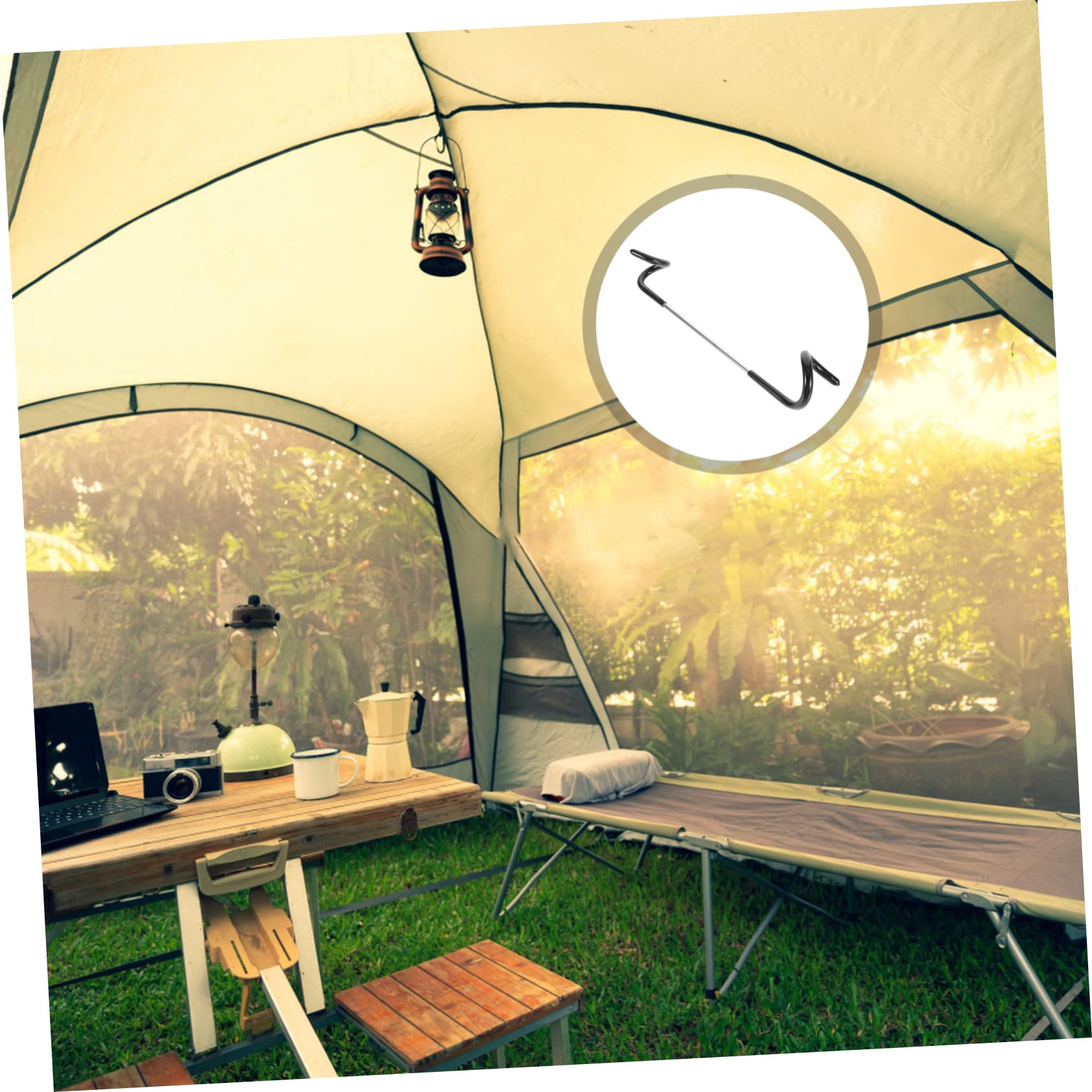 BESTonZON 2pcs Lamp Holder Hook for Tents Camping Accessory Portable Lantern Hanger Strong Binding Force Removable Design for Essential for Outdoor Use