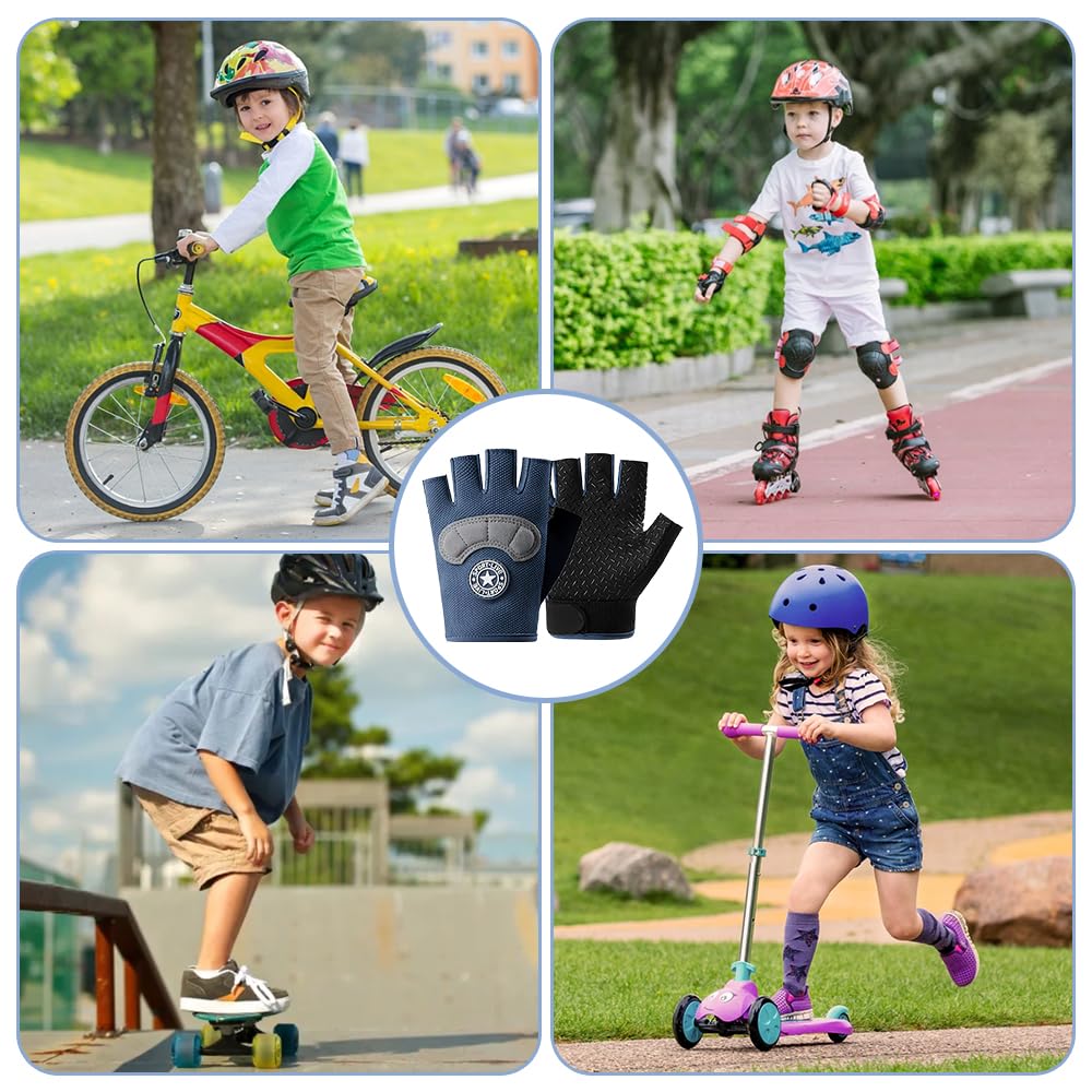 Guantes de Ciclismo para Niños de 7 a 12 Años, Antideslizantes, Transpirables, Absorción de Golpes, Guantes Bici Niño de Medio Dedo, para Ciclismo, Patinaje, Escalada(Rosa)