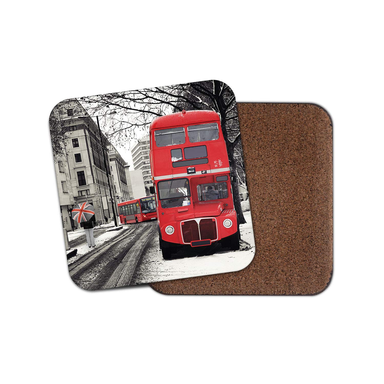 Destinationvinyl Multicolor 1 X Red London Bus Coaster - England British Uk Winter Routemaster Snow #14648
