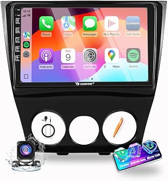 for Mazda RX-8 2003-2012 Car CarPlay Android Auto Navigation Stereo GPS Radio Reverse Camera Display 9" IPS Touchscreen Headunit Tablet Pad Media Player, if Applicable Quad Core 2G+64GA