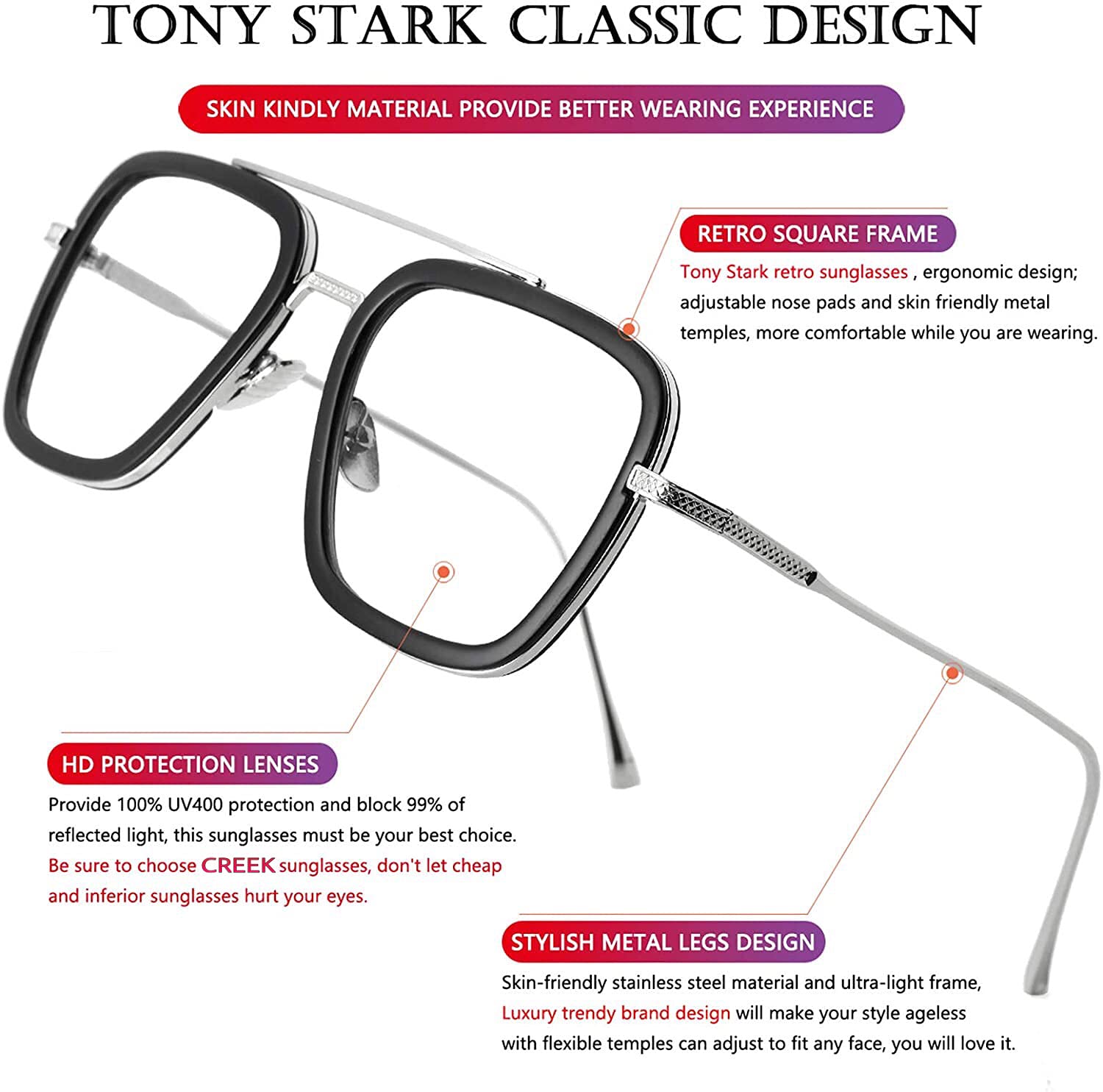 Blue Light Blocking Blue Cut Zero Power antiglare Retro Square