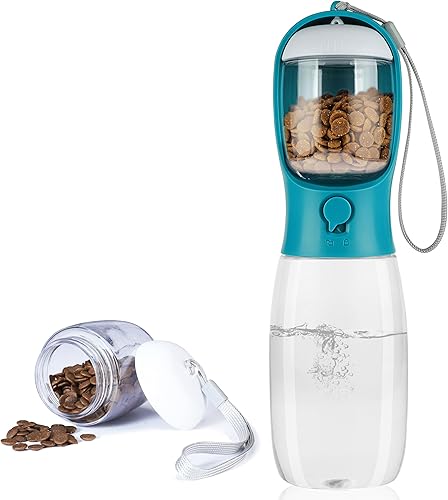 Miniatura 10 de AVELORA Botella de agua para perros, botella de agua portátil para mascotas con recipiente de alimentos, dispensador de agua portátil para