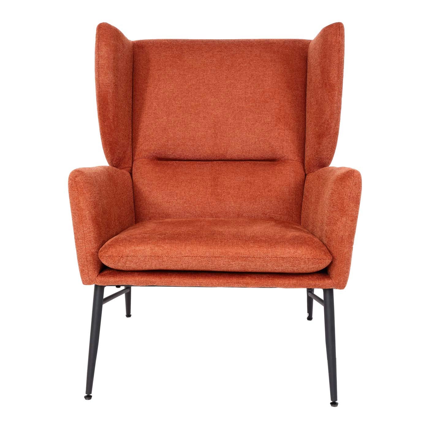 Mendler Sillón con otomana HWC-L62, con orejeras, tapizado, taburete, tela/textil, color marrón terracota