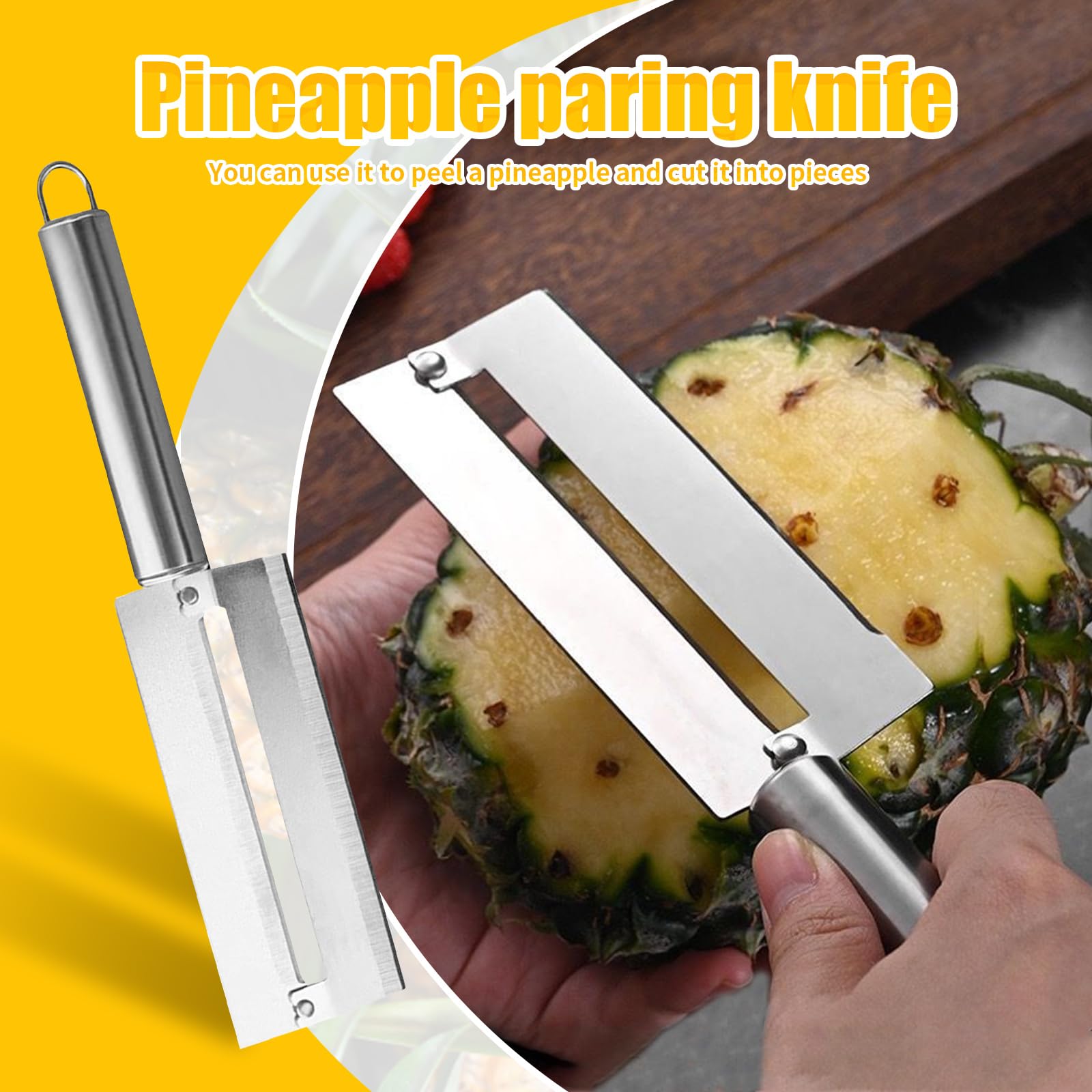 Taglia Ananas Professionale In Acciaio Inox Con 2 Pinze Rimuovi Occhi: Affetta, Sbuccia E Togli Il Cuore In 30 Secondi. Utensile Da Cucina Ergonomico. - 2