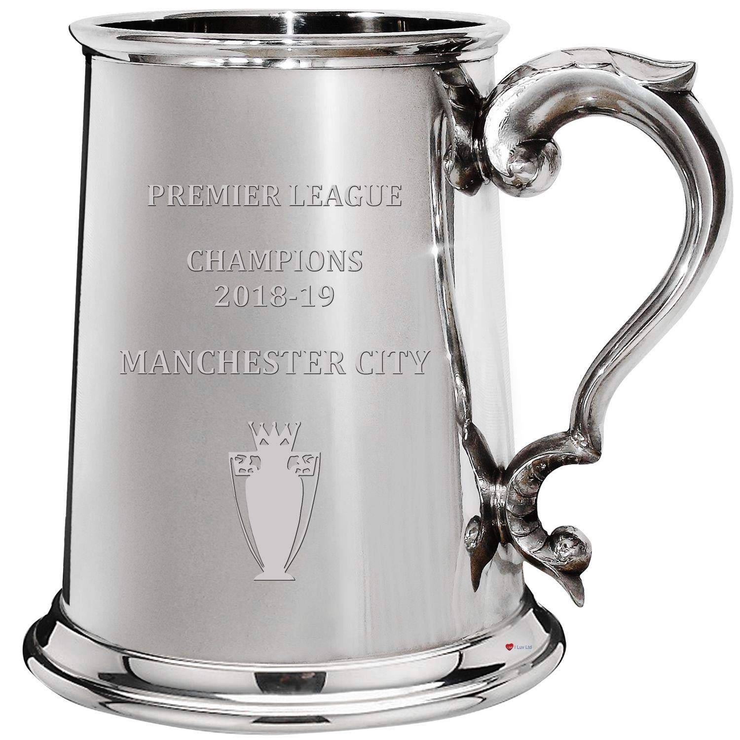 Jarra para Man City 2018-19 Campeones de la Premiership 1pt Jarra de Peltre tradicional