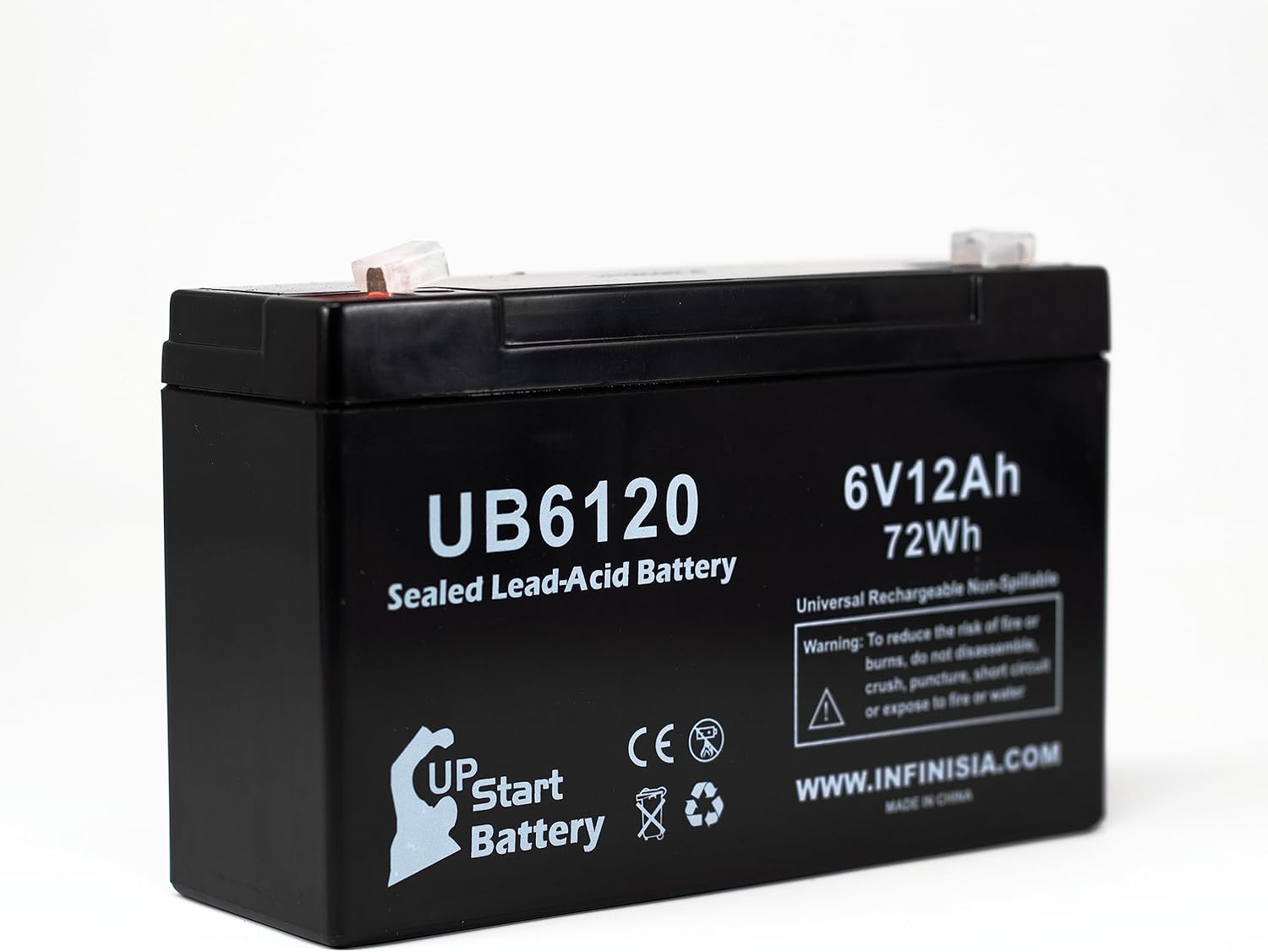 4 Pack Replacement for Eagle Pitcher CF-6V12 Battery - Replacement UB6120 Universal Sealed Lead Acid Battery (6V, 12Ah, 12000mAh, F1 Terminal, AGM, SLA) - Includes 8 F1 to F2 Terminal Adapters