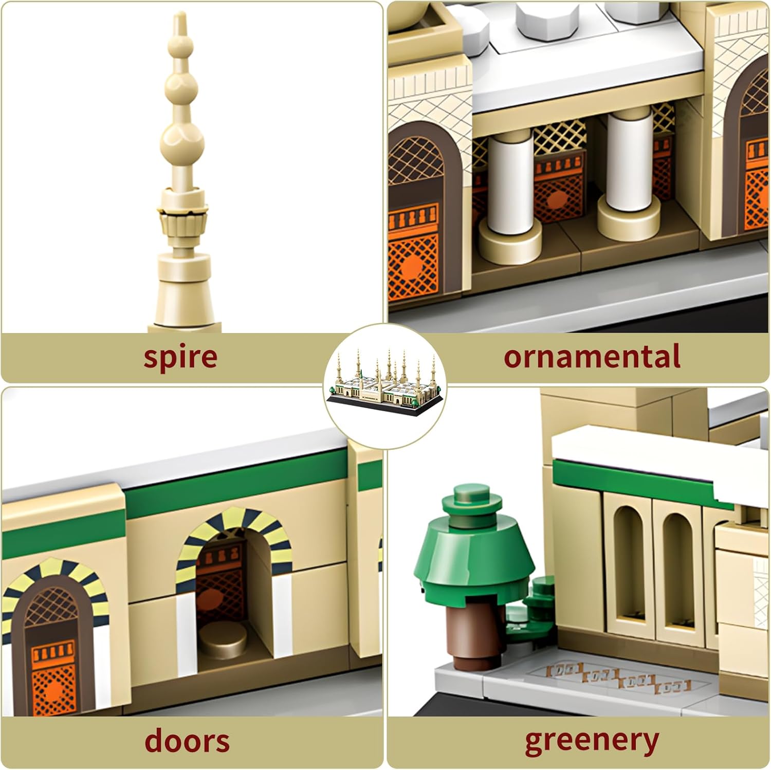 CSNRHG Medina Prophet Mosque Building Block Set Educational Architecture Toy for Ages 6+ Kids and Adults for Eid al-Fitr 594 Pieces