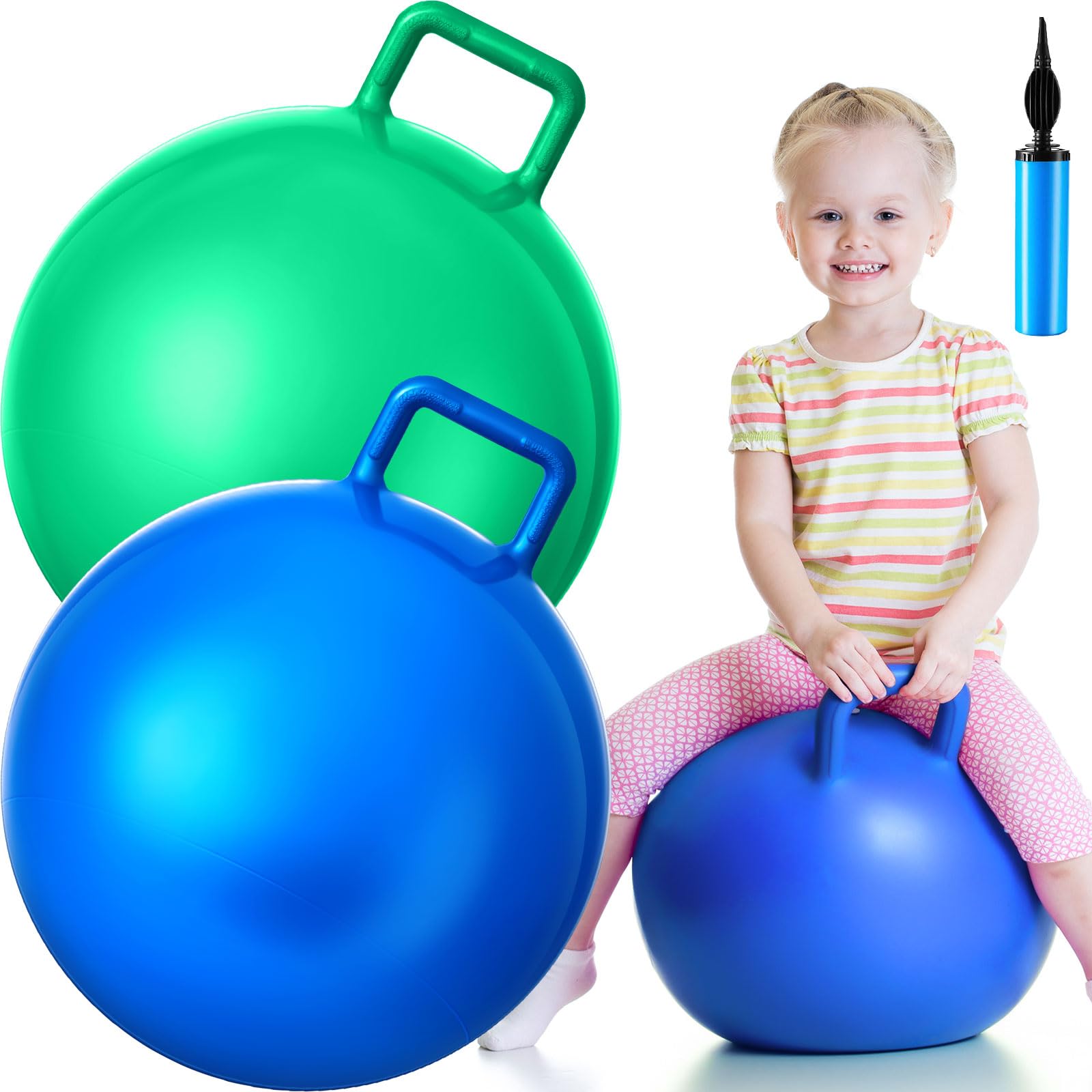Pelota Saltarina Con Mango Y Cuerda Para Adultos Y Niños – Ejercicio Divertido Al Aire Libre Con Bomba Incluida, Color Aleatorio, Mejora Equilibrio Y Coordinación