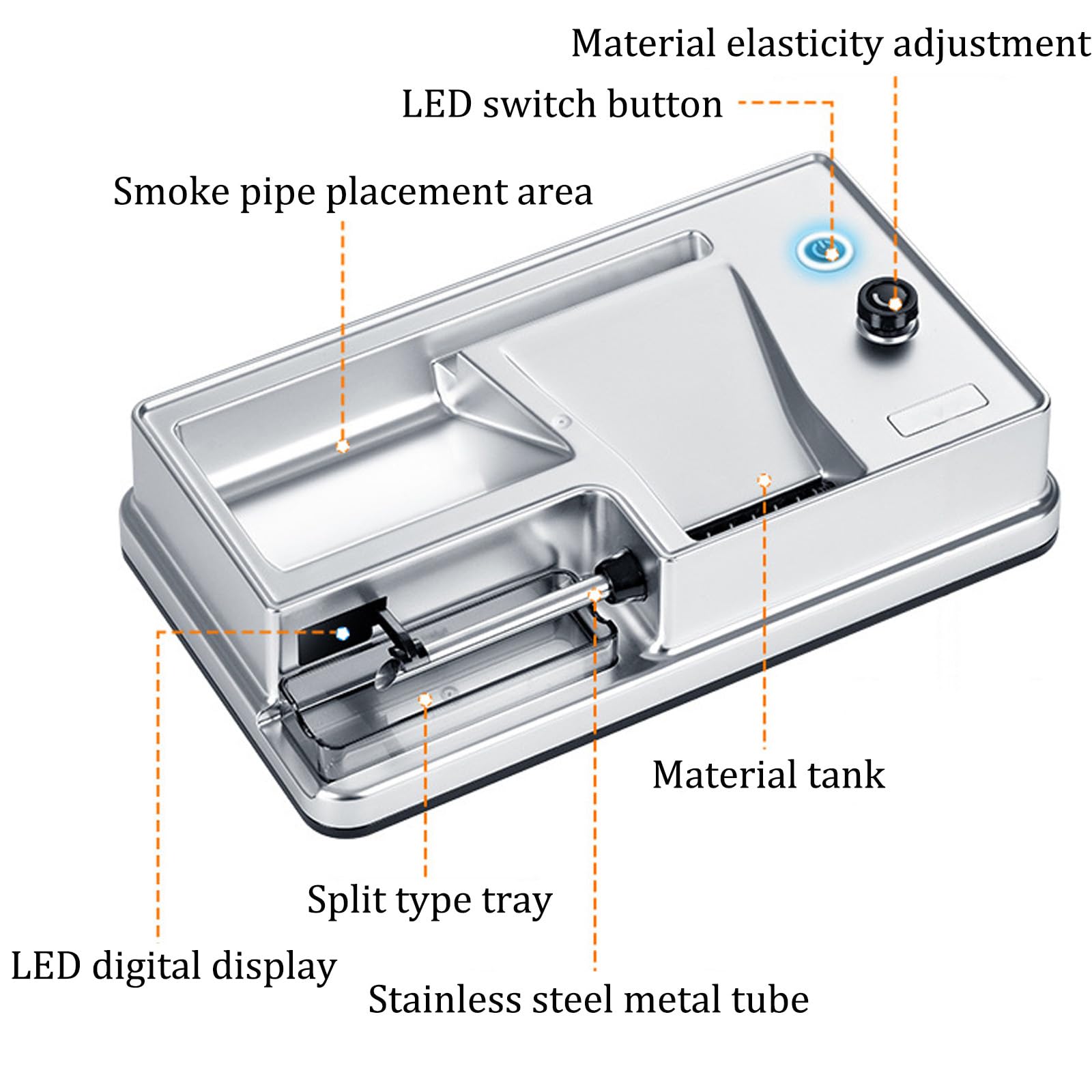 8 mm/6.5 mm Automatico Della Sigaretta Del Rullo Del Tabacco Delle Macchine di Riempimento Della,Macchinetta Elettrica Automatica per Sigarette,Schermo Illuminato a LED, Adatto per Fumat(Color:Bianco)